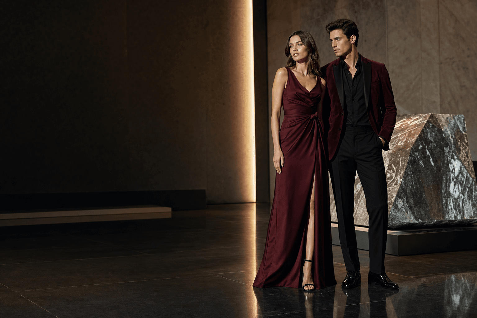 Evening fashion styled after dark