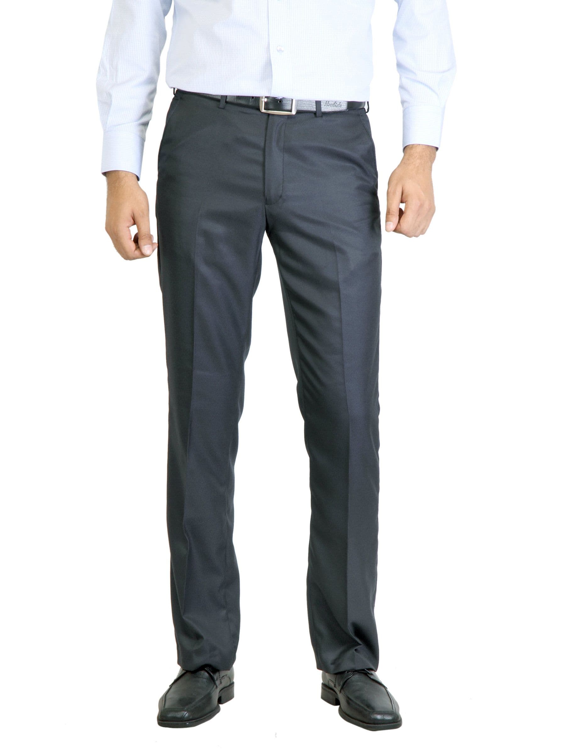 Peter England Men Stripes Navy Blue Trouser