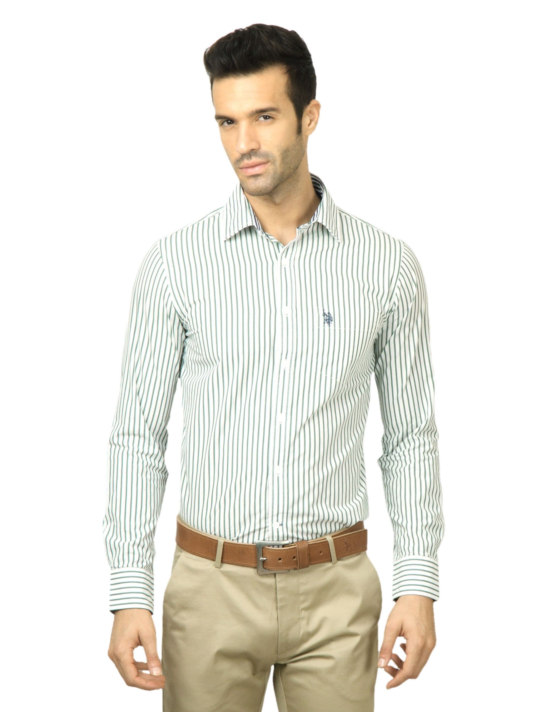 U.S. Polo Assn. Men Striped Green Shirt