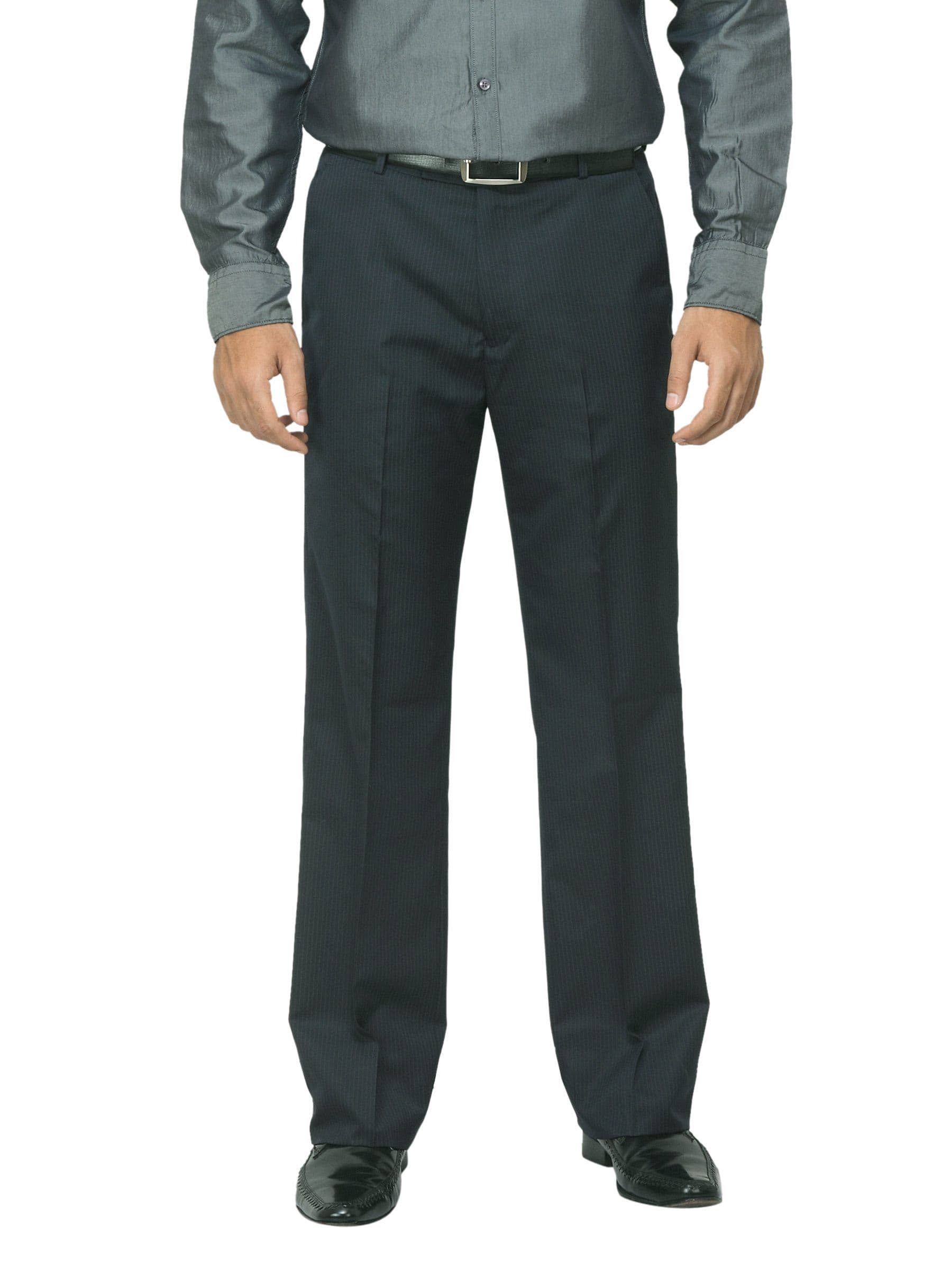 John Miller Men Striped Navy Blue Trousers