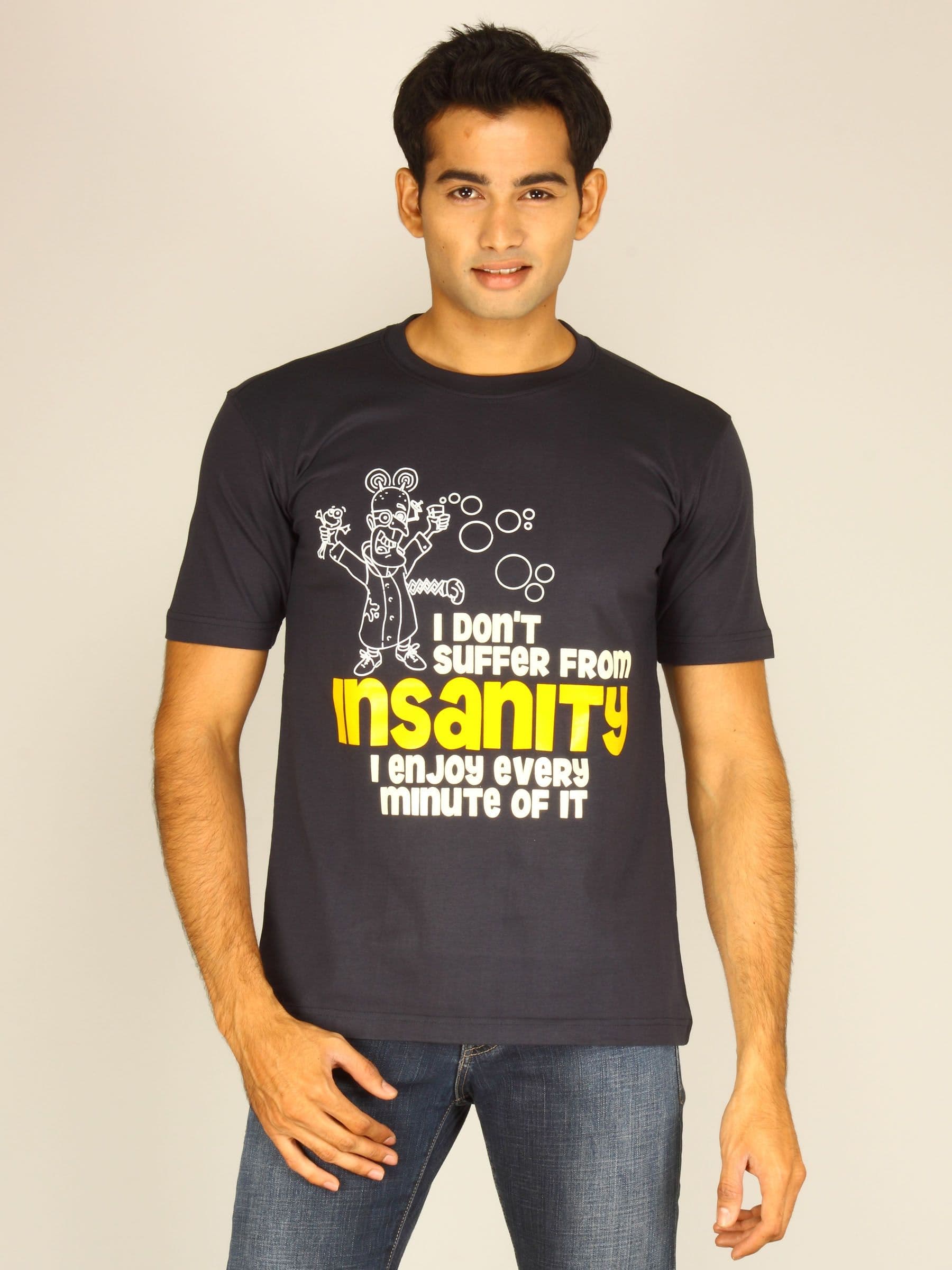Myntra Men's I Don't Suffer From Navy Blue T-shirt