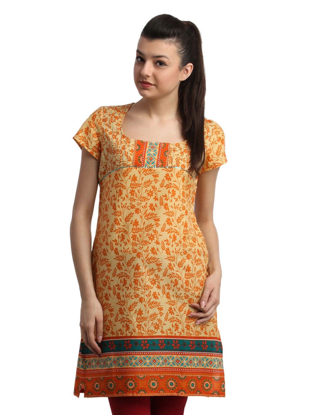 Aurelia Women Printed Yellow Kurta