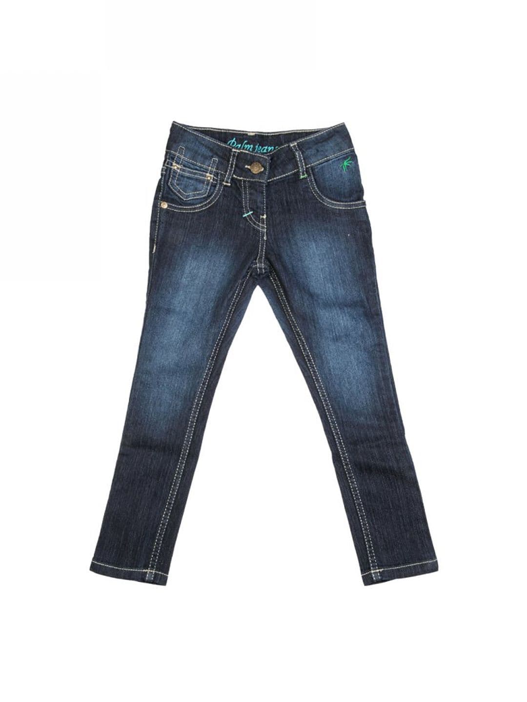 Palm Tree Kids Girl Washed Blue Jeans