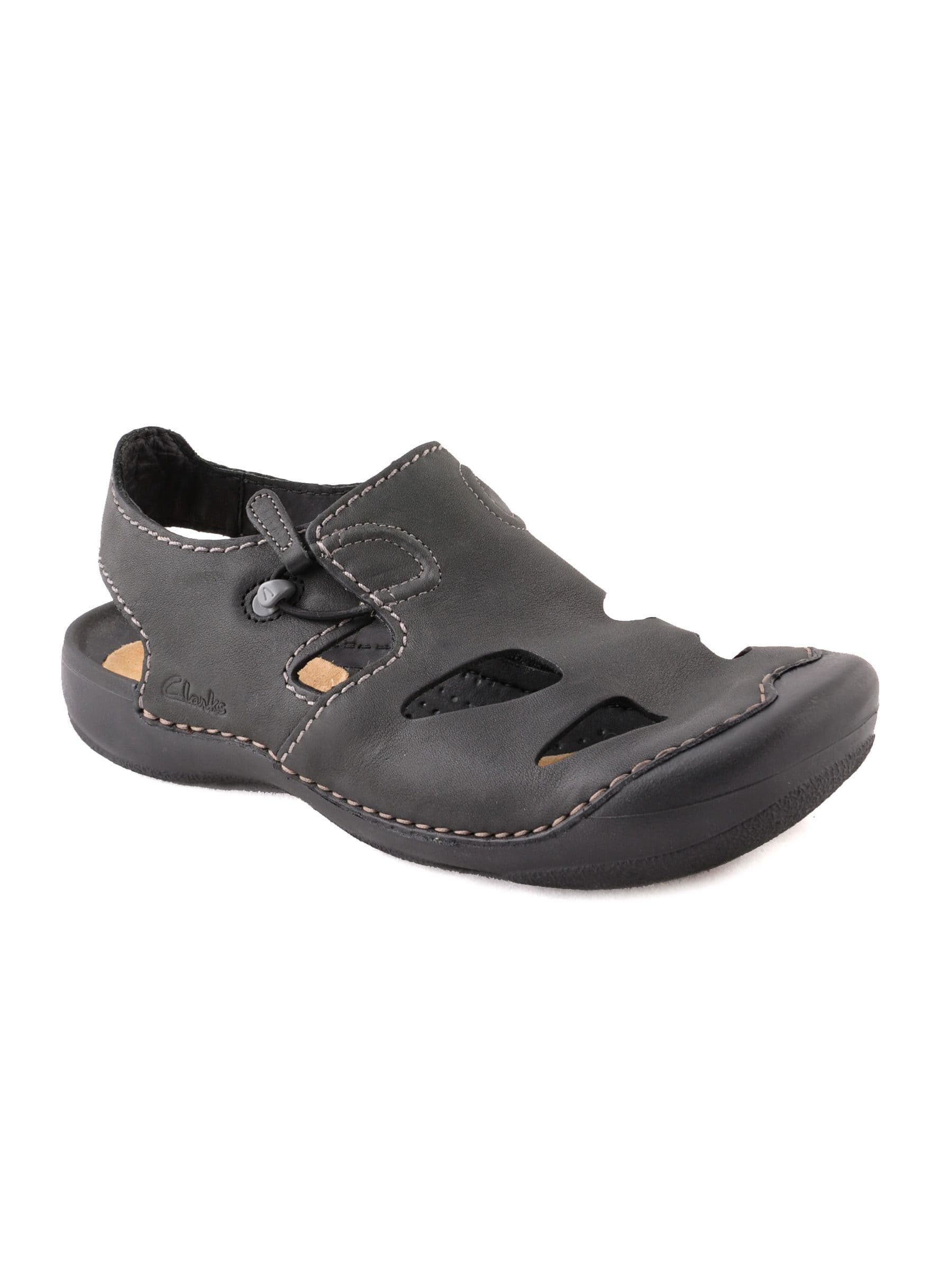 Clarks Men Leather Black Sandals