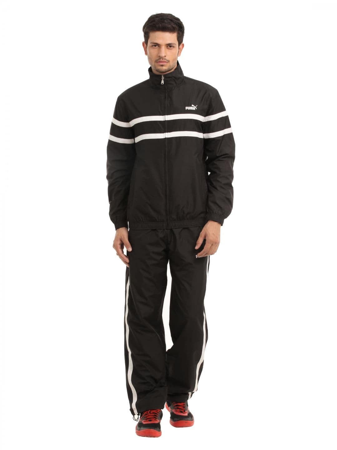 Puma Men Black Logo Woven Tracksuit