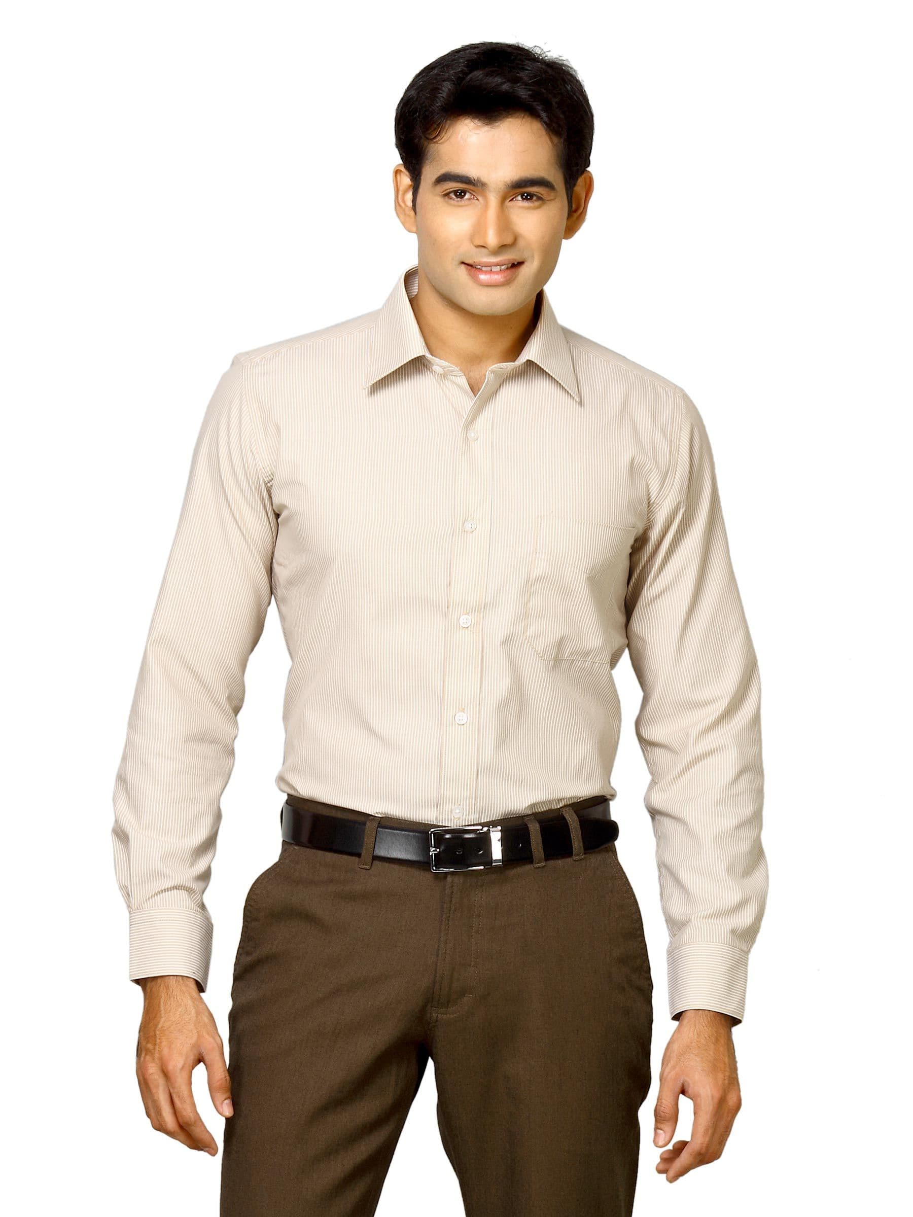Mark Taylor Men White Striped Shirt