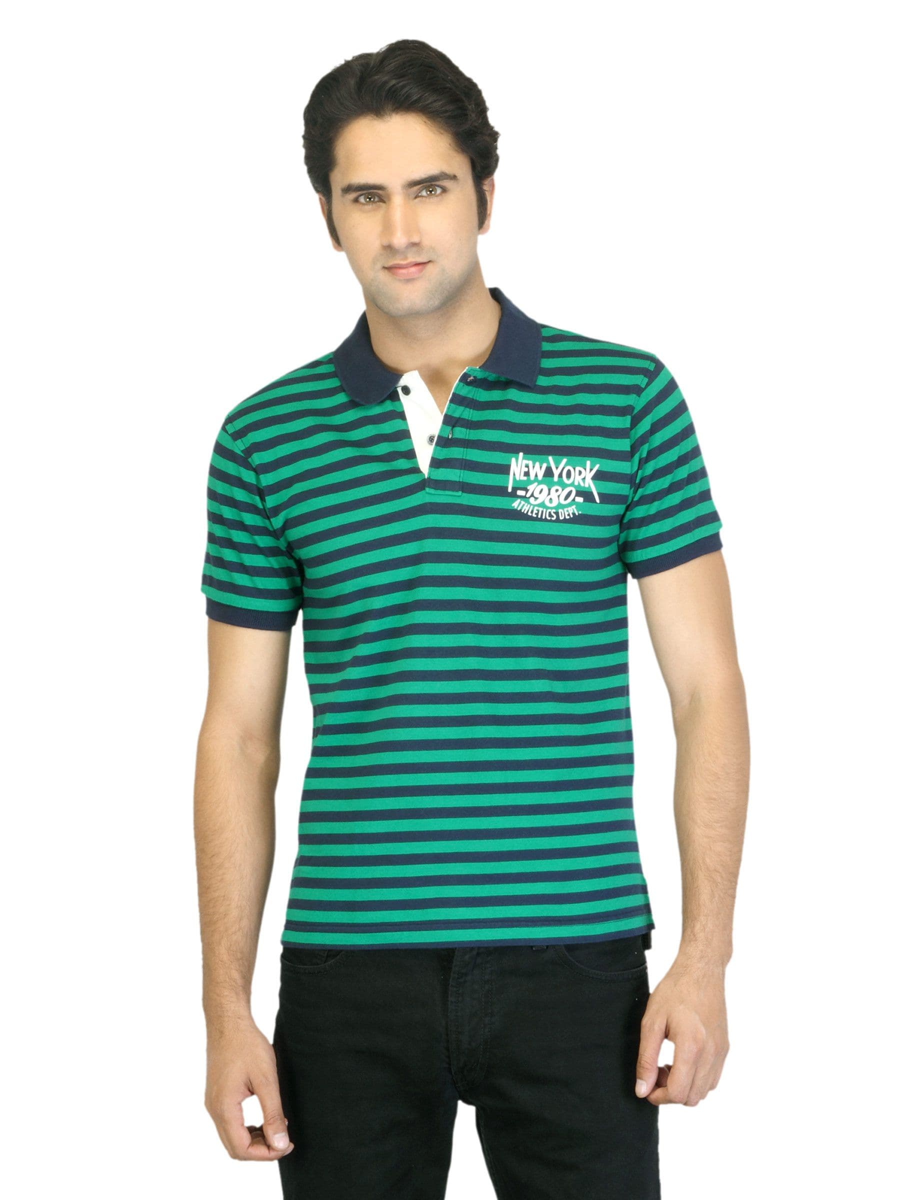Flying Machine Men Green Polo T-shirt
