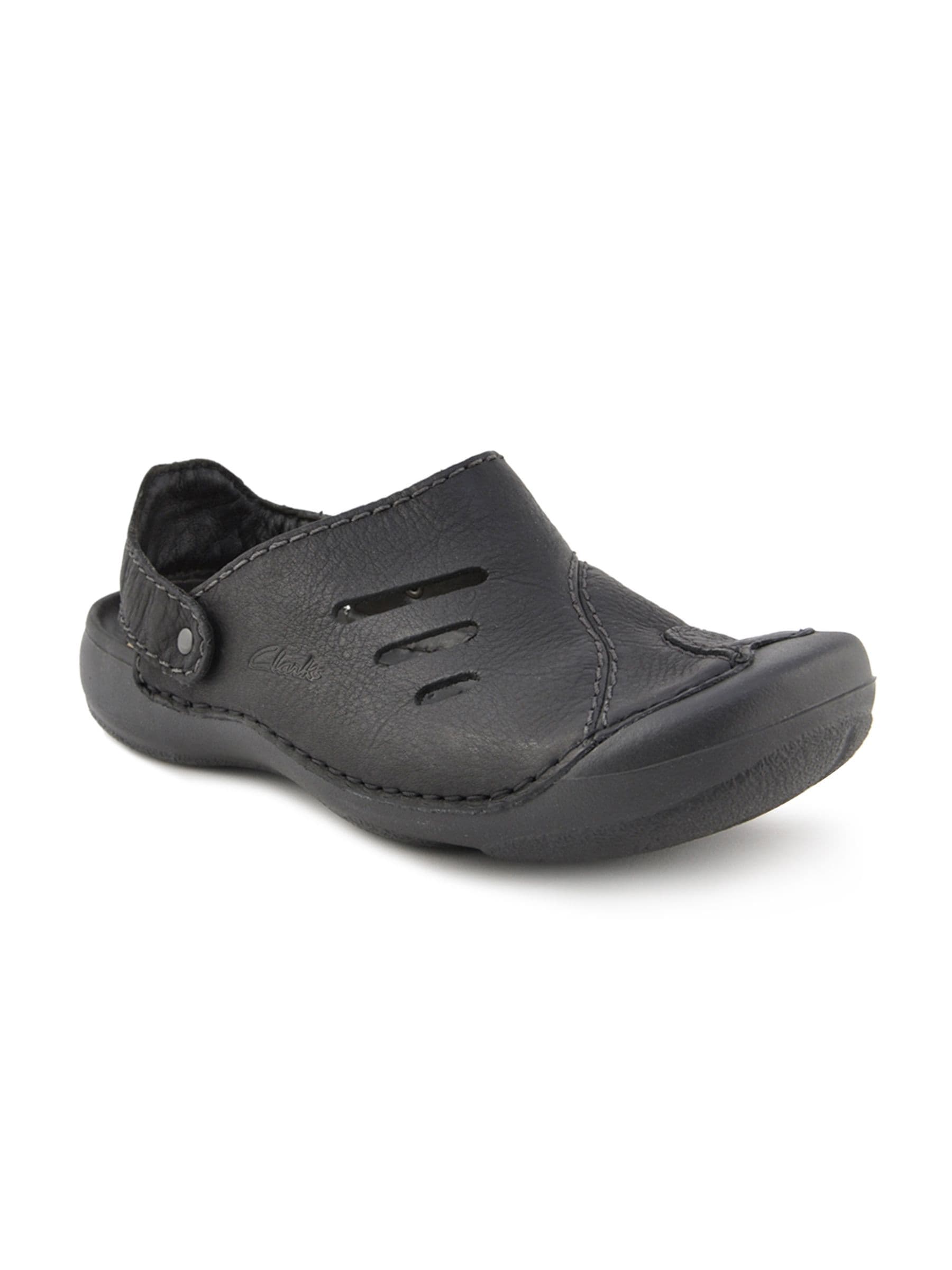 Clarks Men Black Leather Closed Sandals