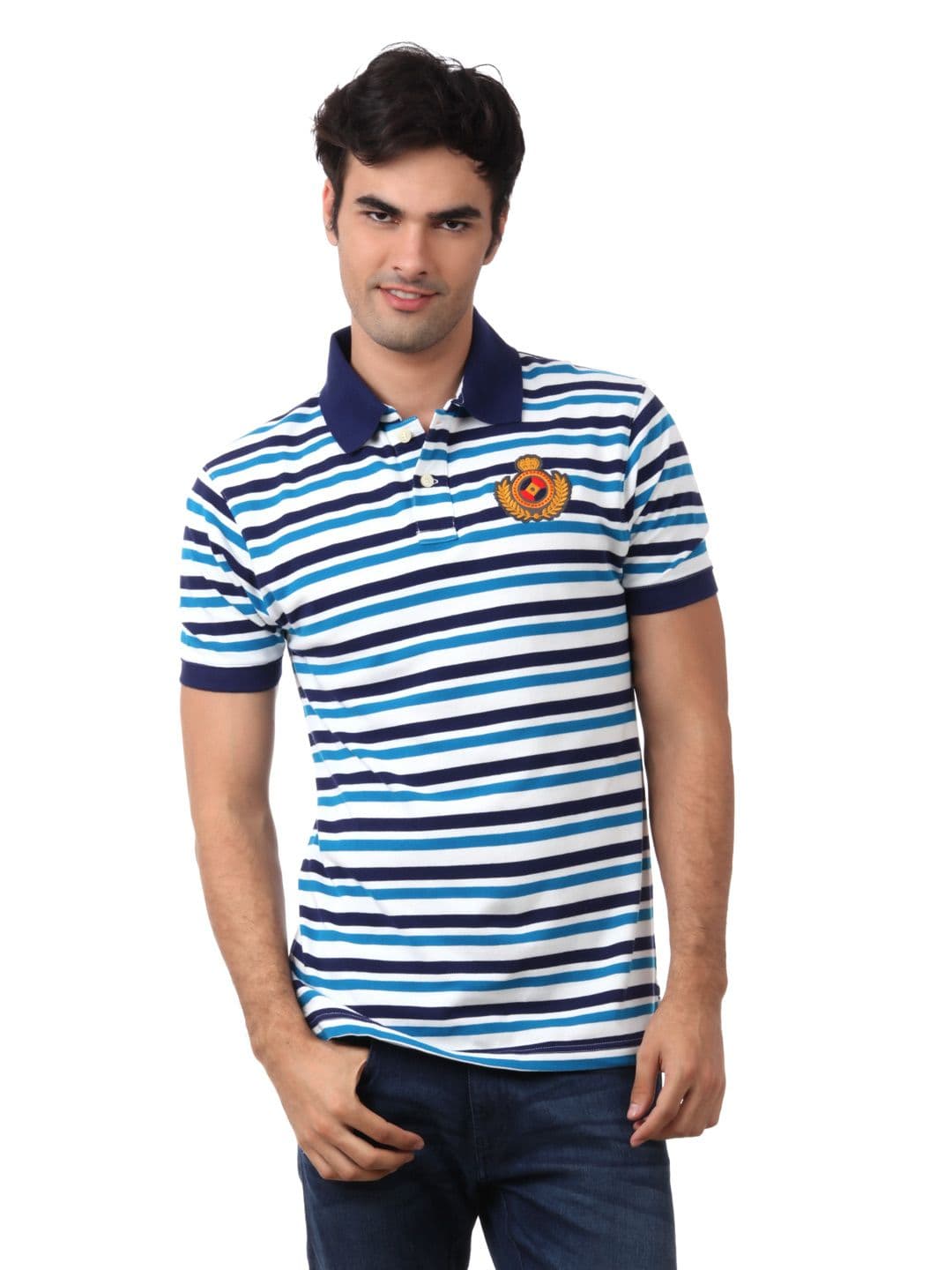 Myntra Men White & Blue T-shirt