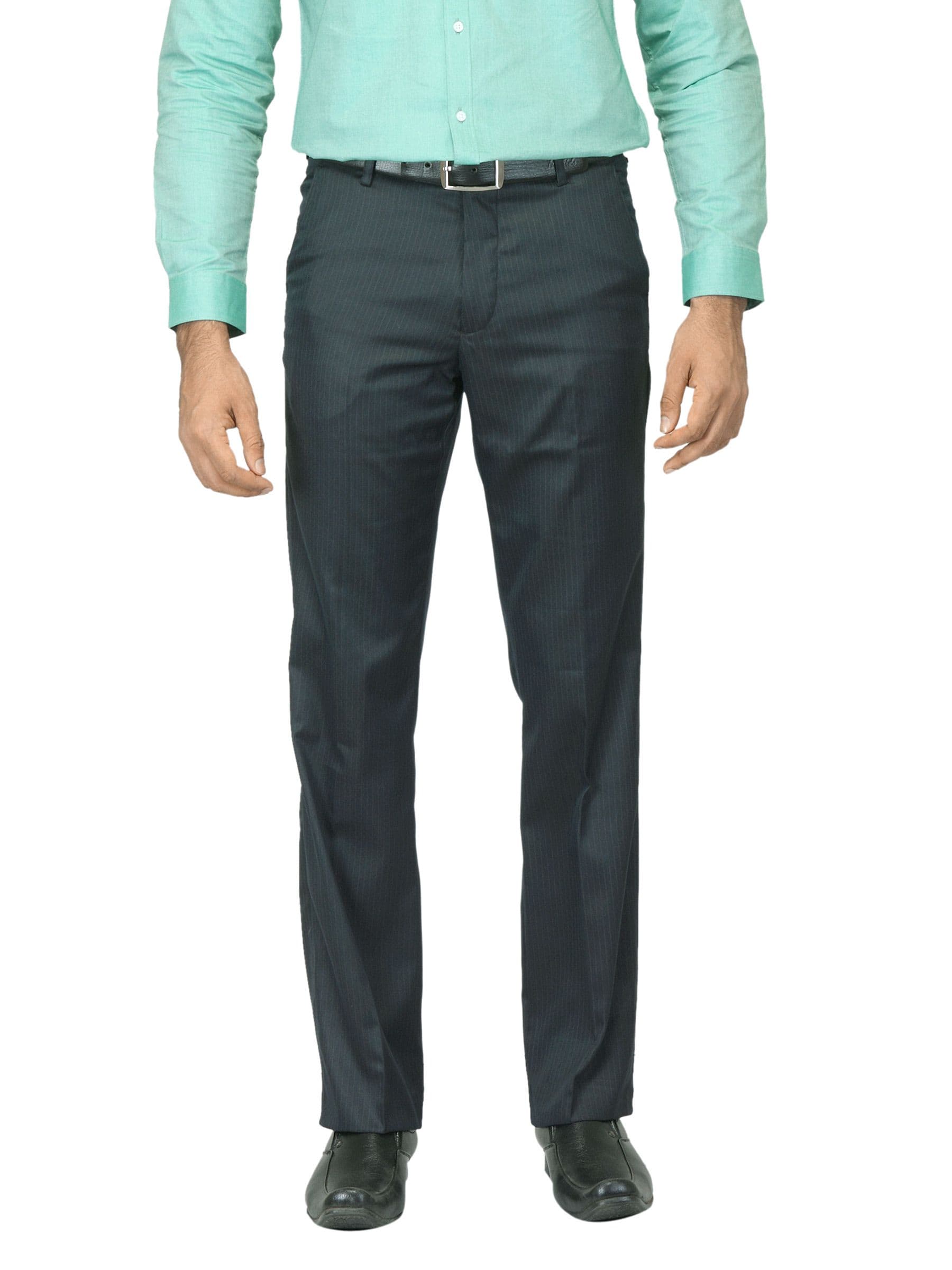 Mark Taylor Men Striped Navy Blue Trousers
