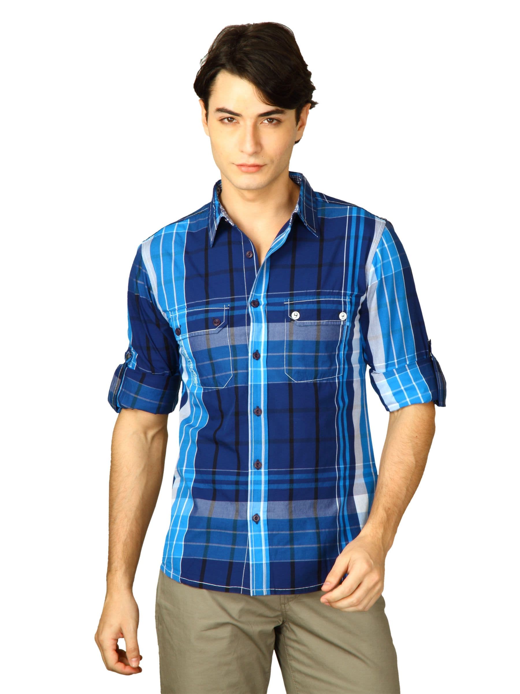 Spykar Men Ranger Blue Navy Checks Shirts