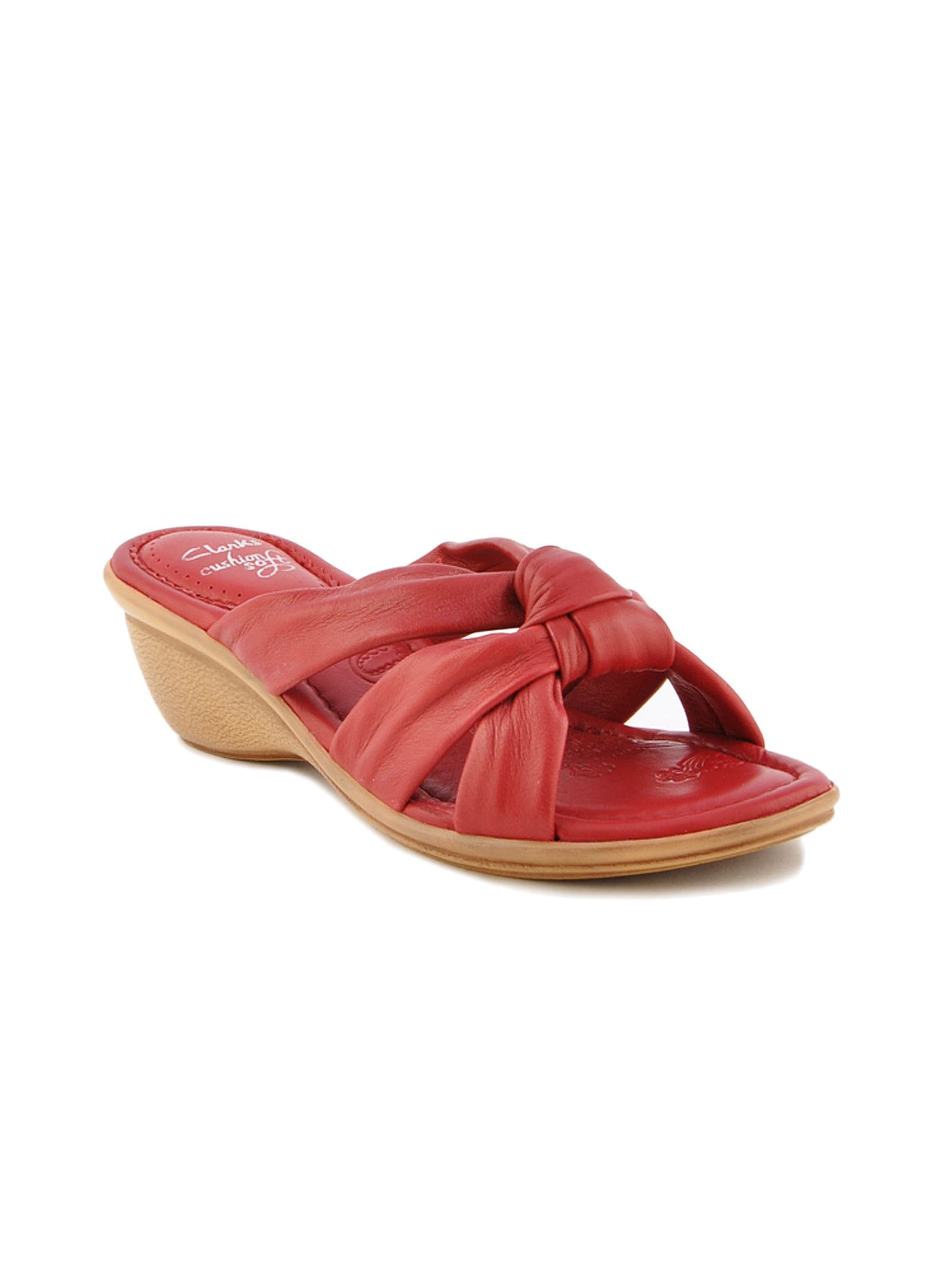 Clarks Women Sona Silk Leather Red Heels
