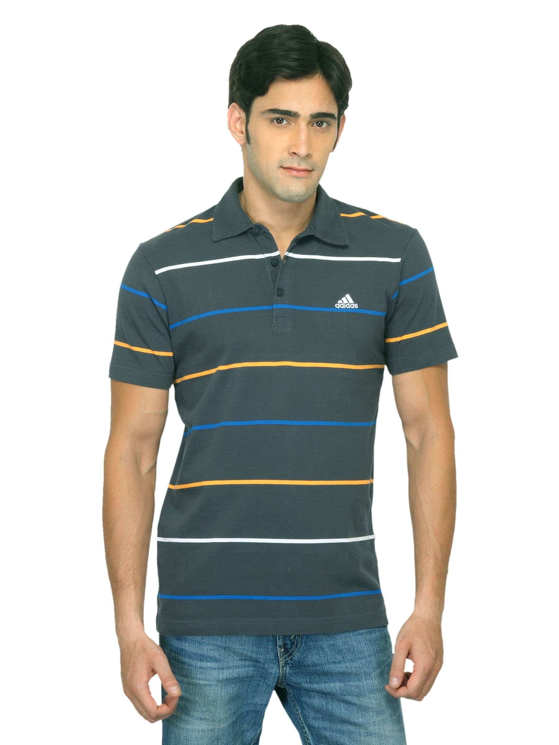 ADIDAS Men  Grey Polo T-shirt