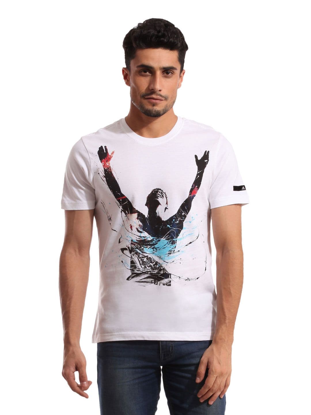ADIDAS Men Graphic White T-shirt