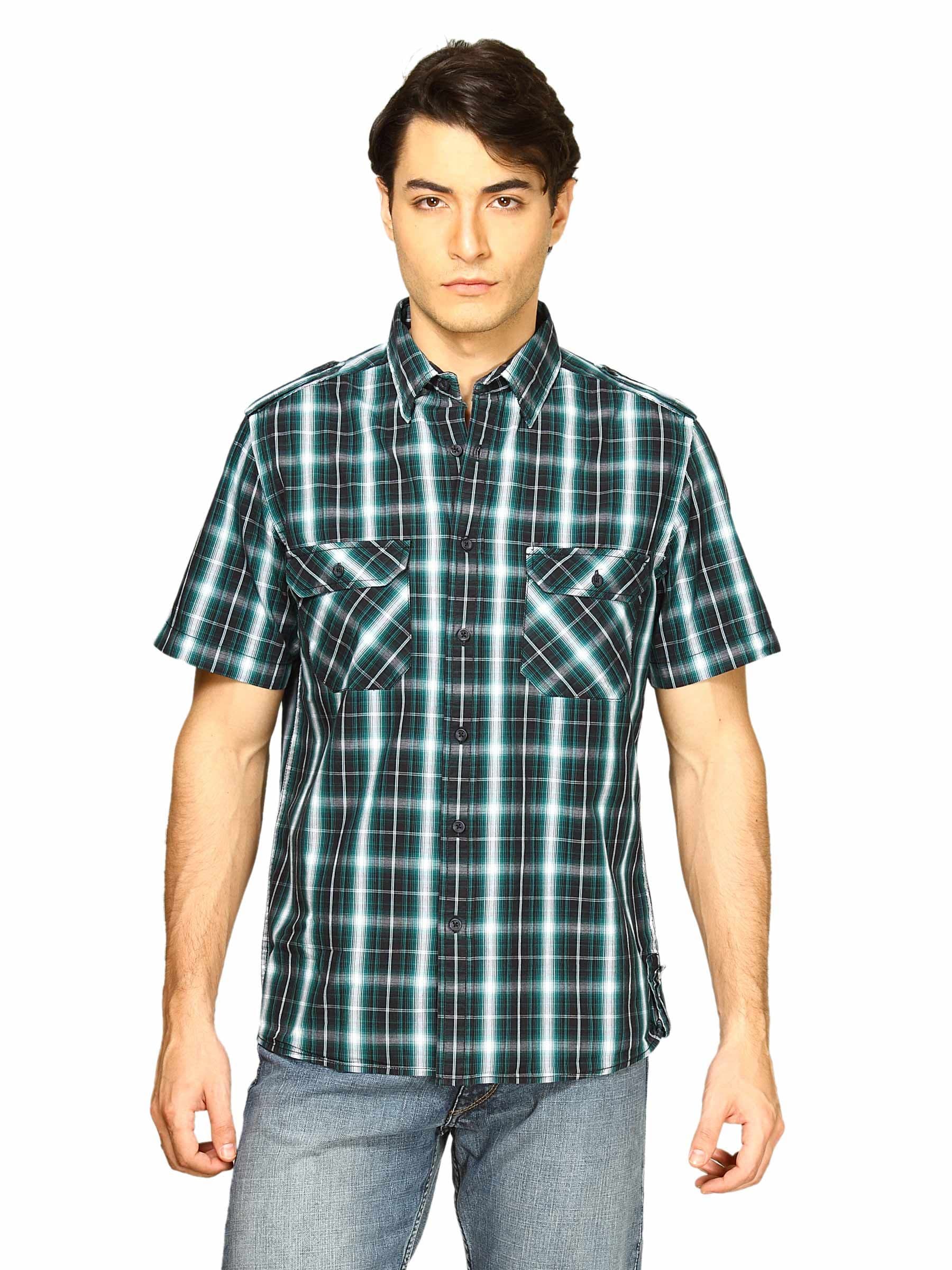 Indigo Nation Men Checks  Green Shirt