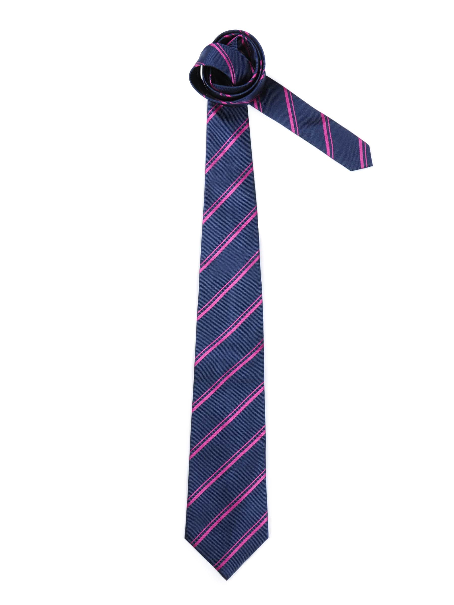 Reid & Taylor Men Stripes Navy Blue Tie