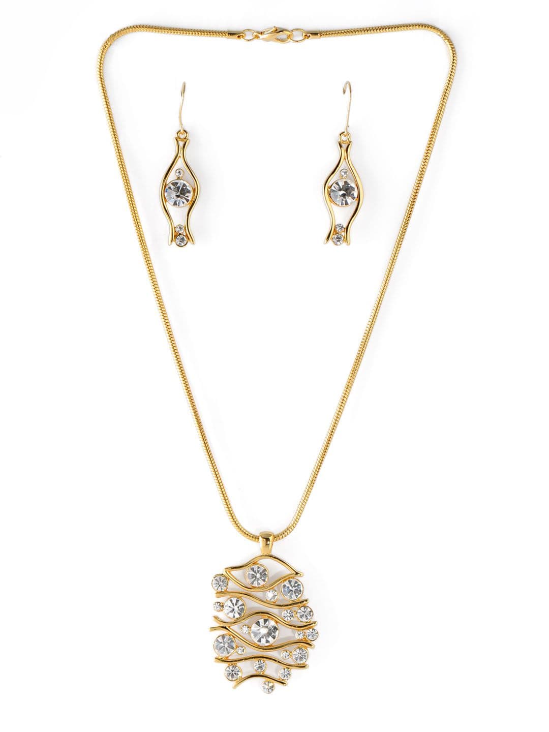 Estelle Women Gold Earring & Pendant Set