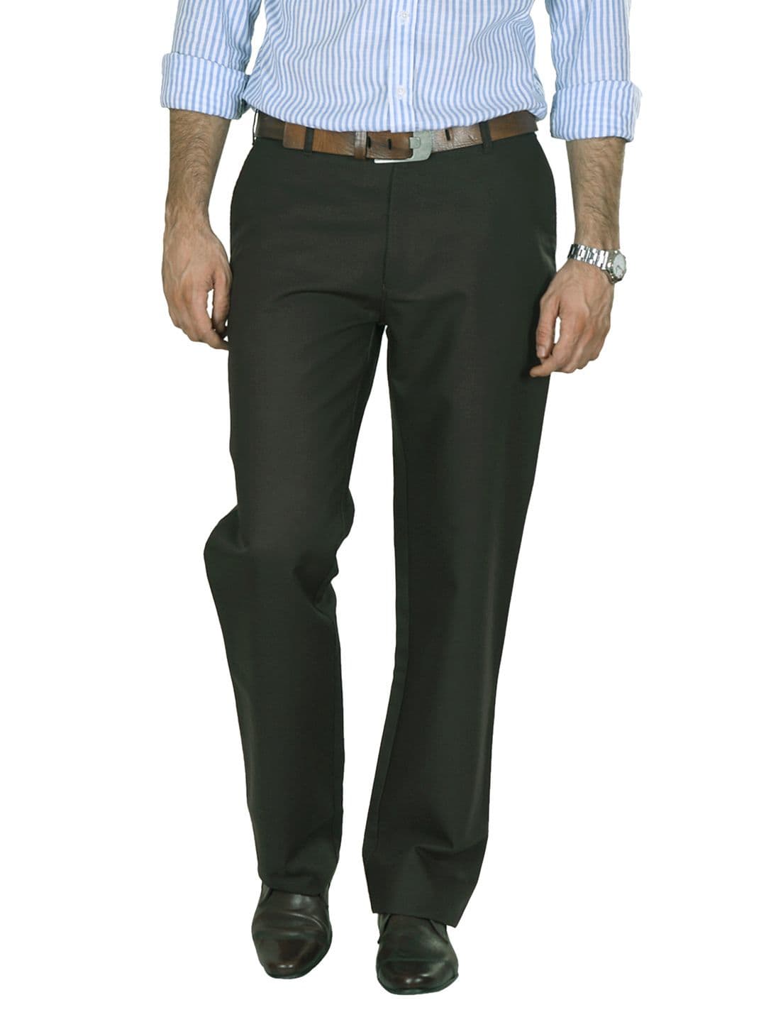 Peter England Men Brown Formal Trousers