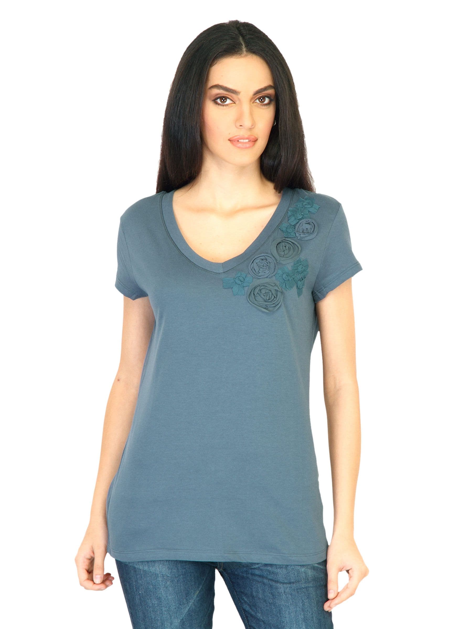 United Colors of Benetton Women Solid Blue Tops