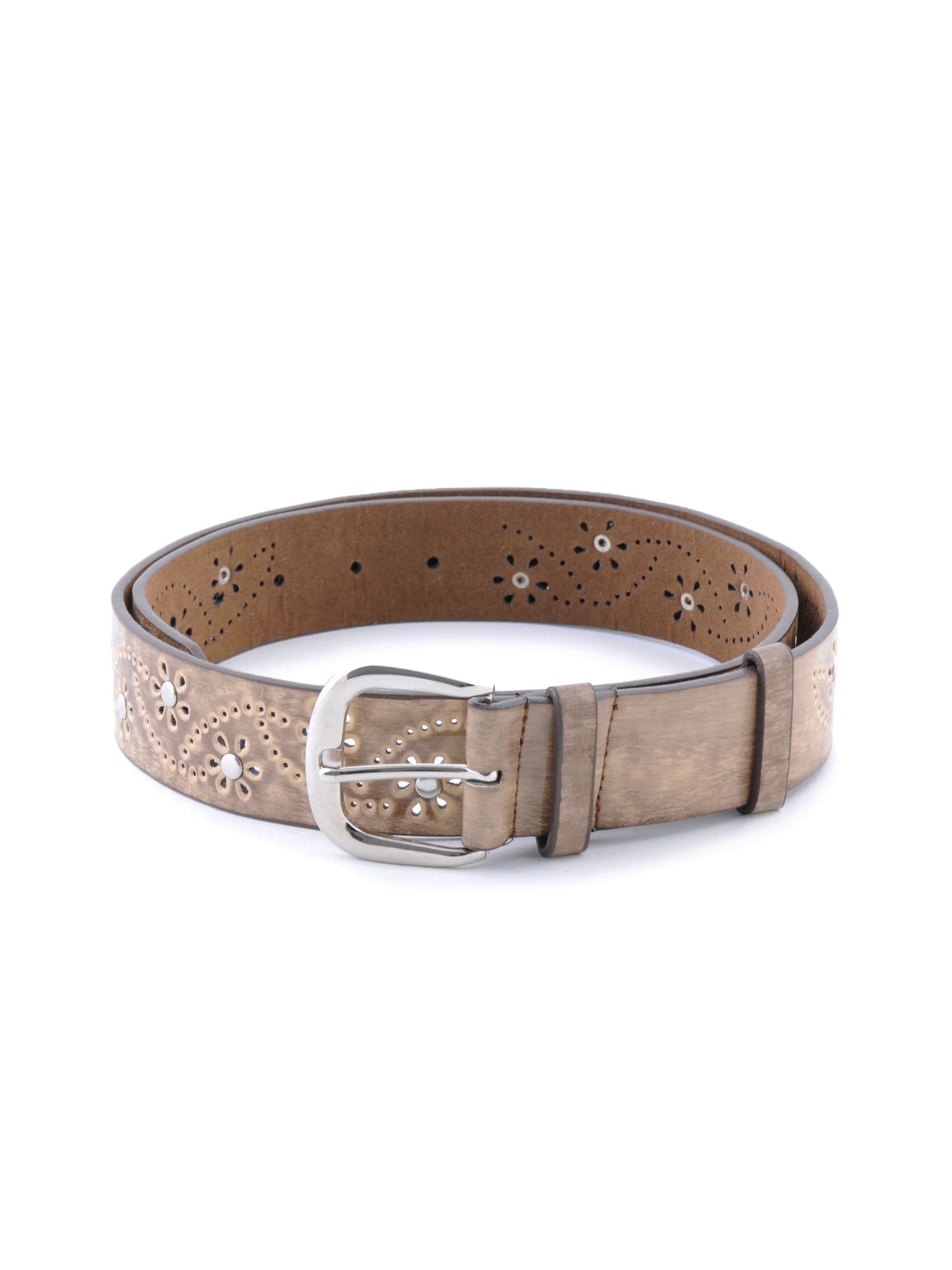 Lino Perros Women Flower Design Light Brown Belt