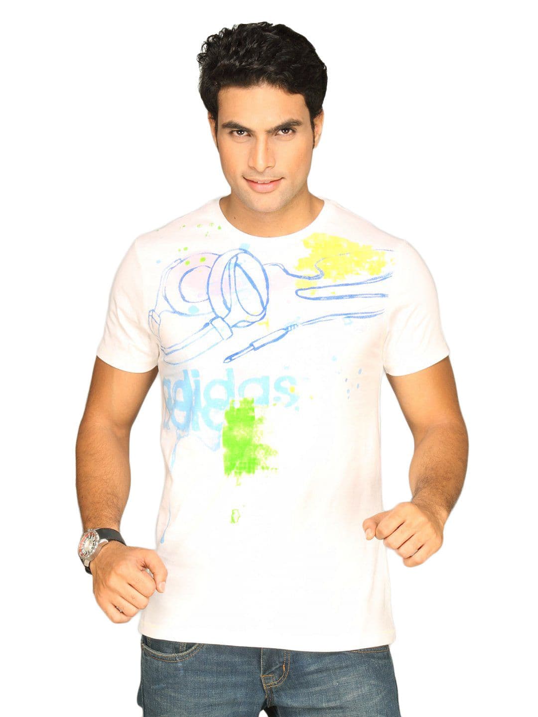 ADIDAS Men's Graphic White T-shirt