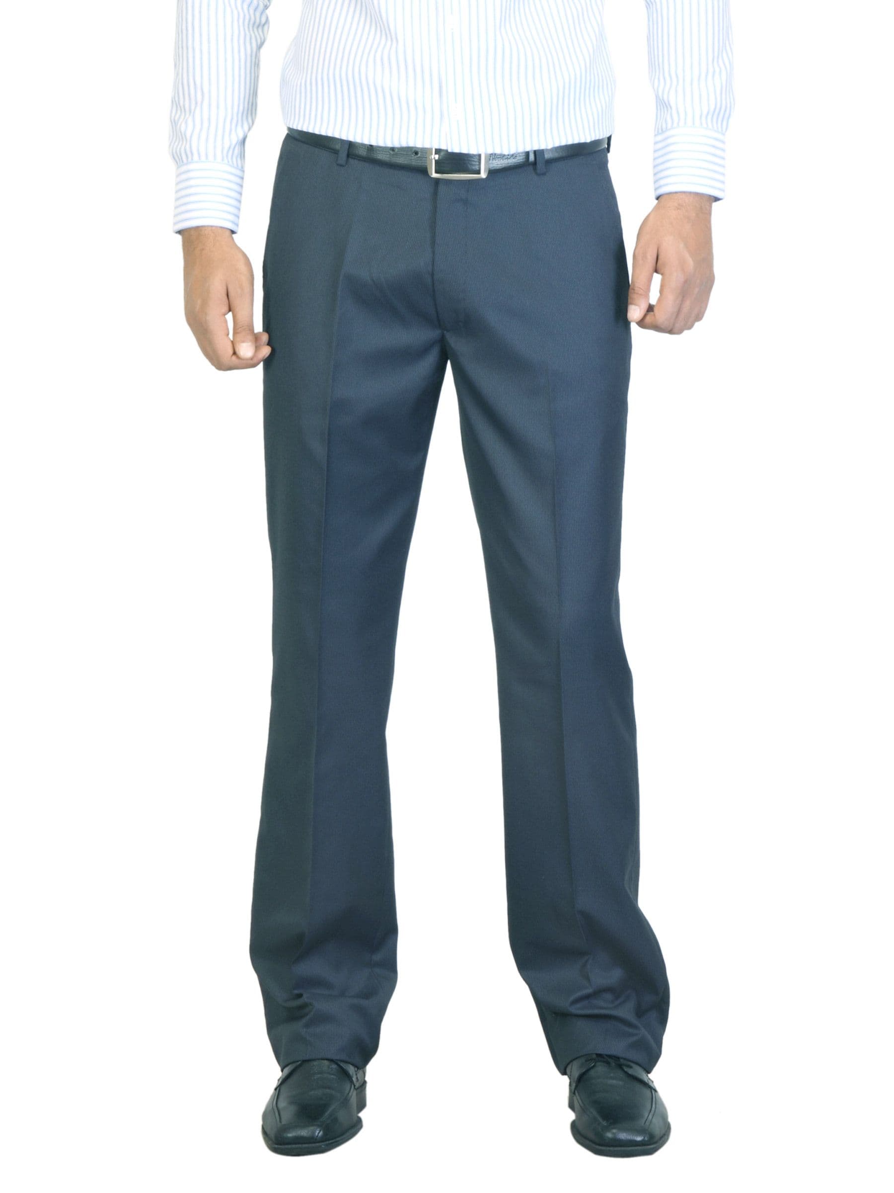 Arrow Men Striped Navy Blue Trousers