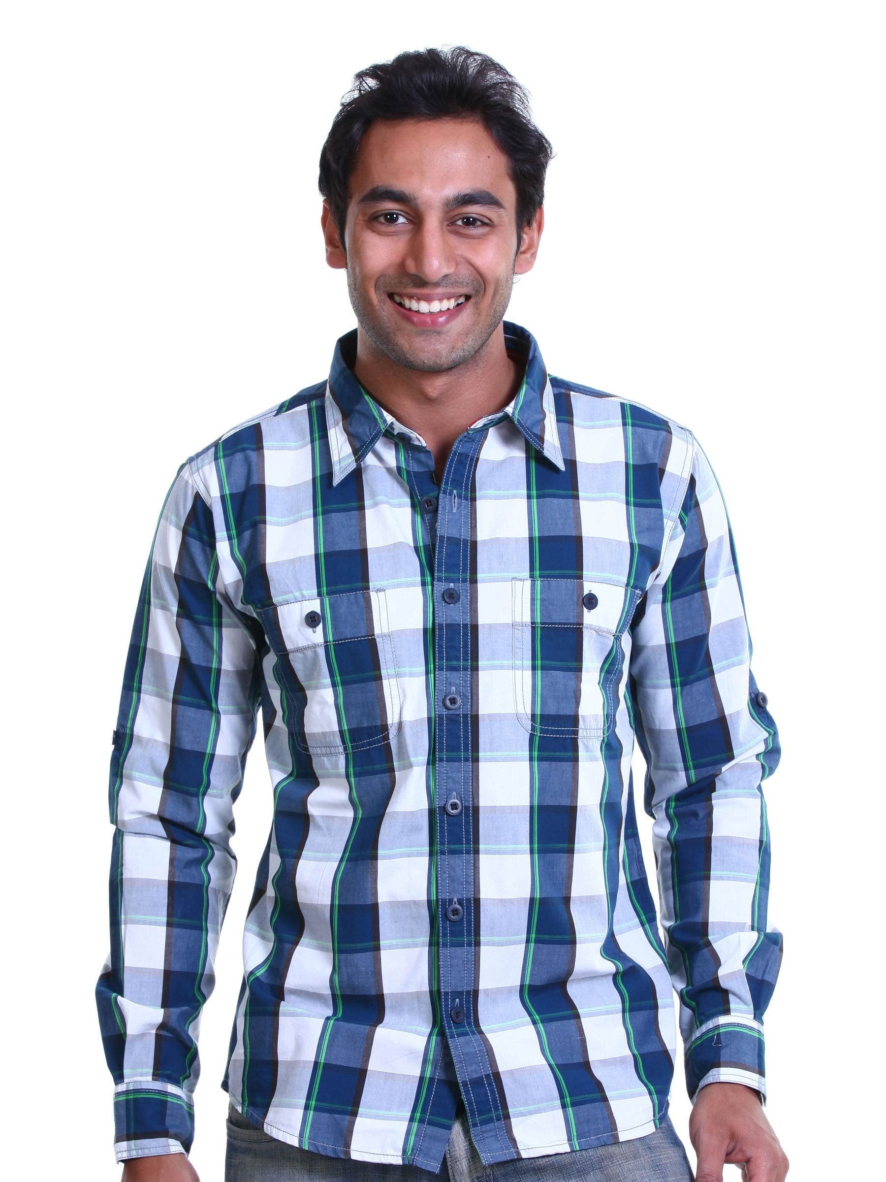 Probase Men Check Blue Shirt