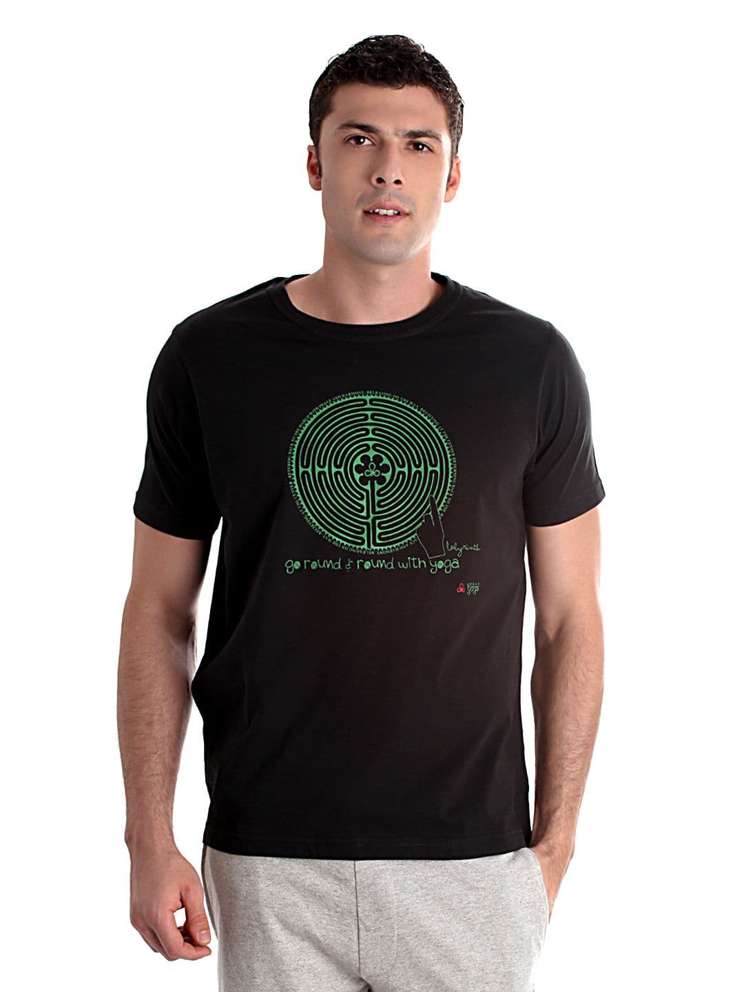Urban Yoga Men Printed Black T-shirt
