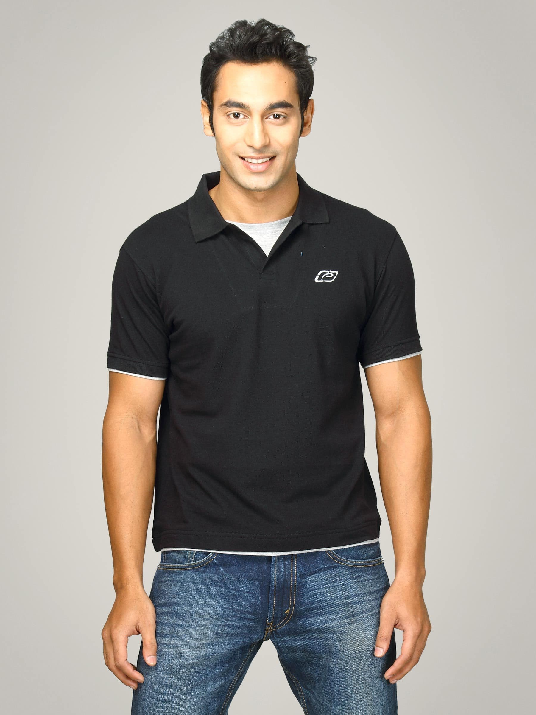 Proline Men Black Polo T-shirt