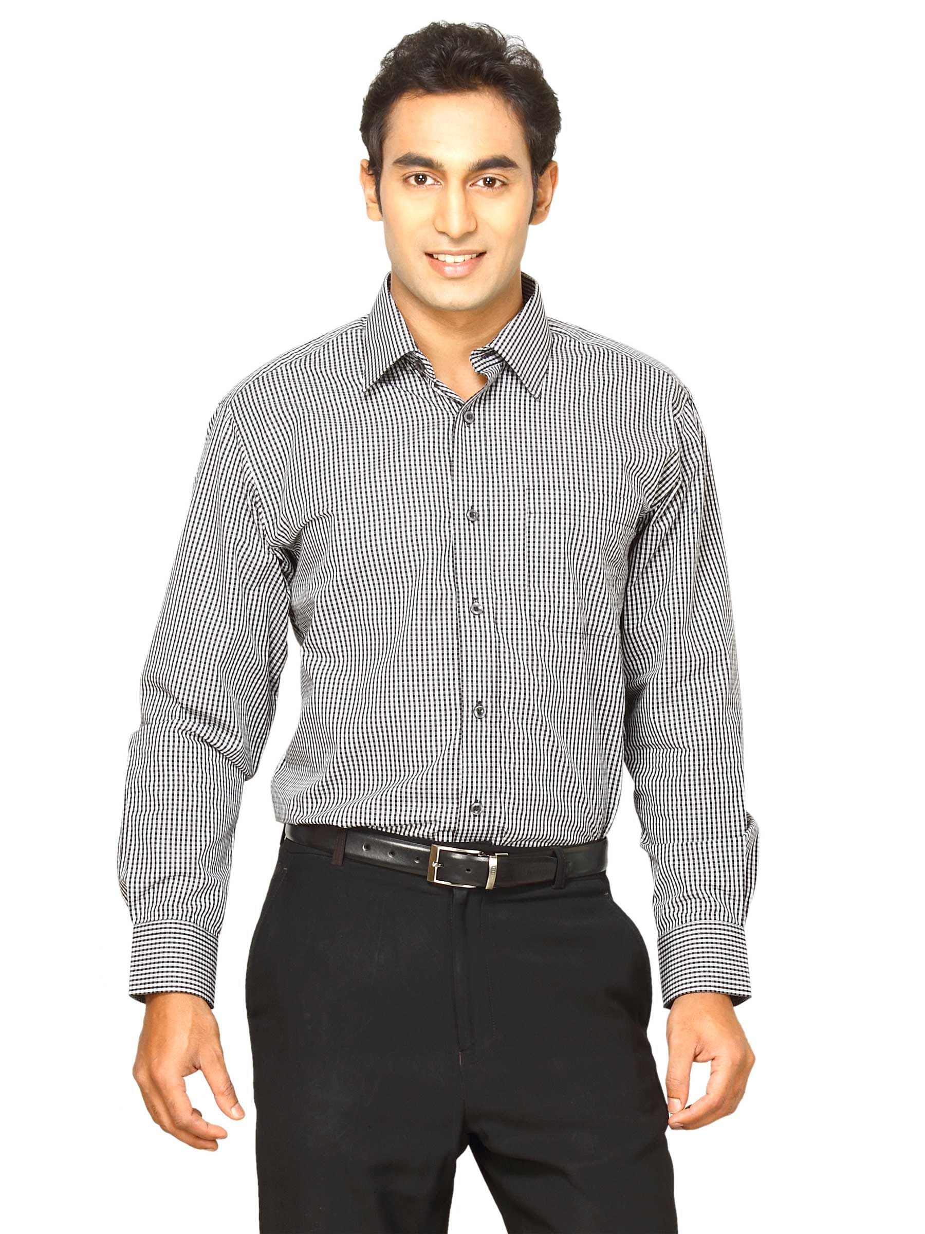 John Miller Men Check Black Shirts