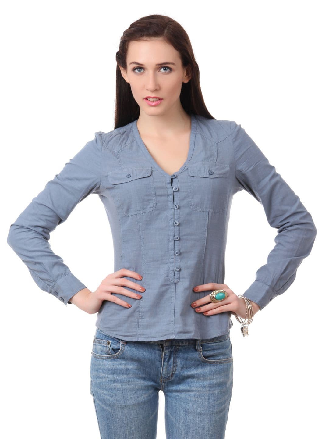 French Connection Women Blue Shirt