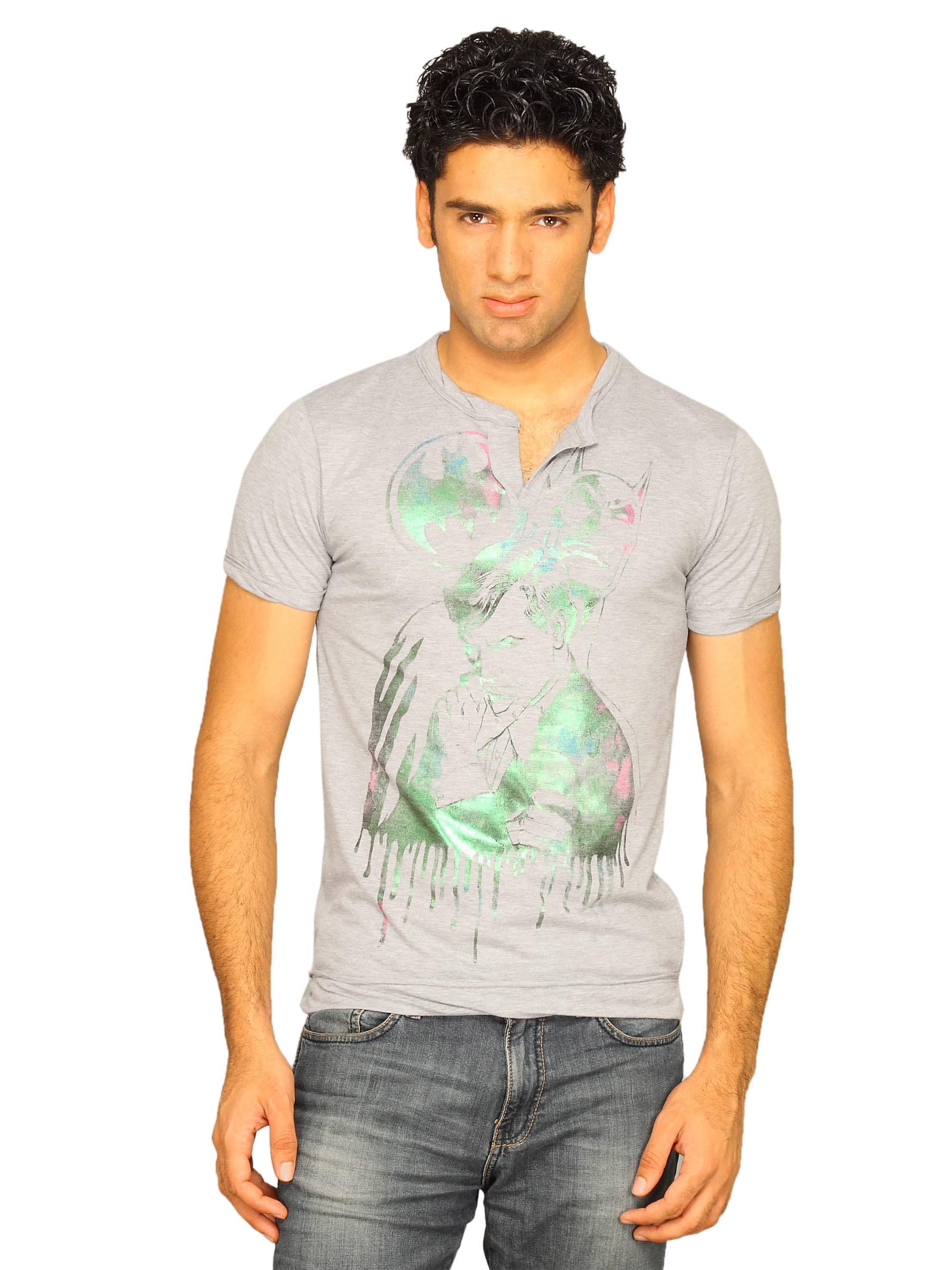 Batman Men's Drip Henley Grey Heather T-shirt