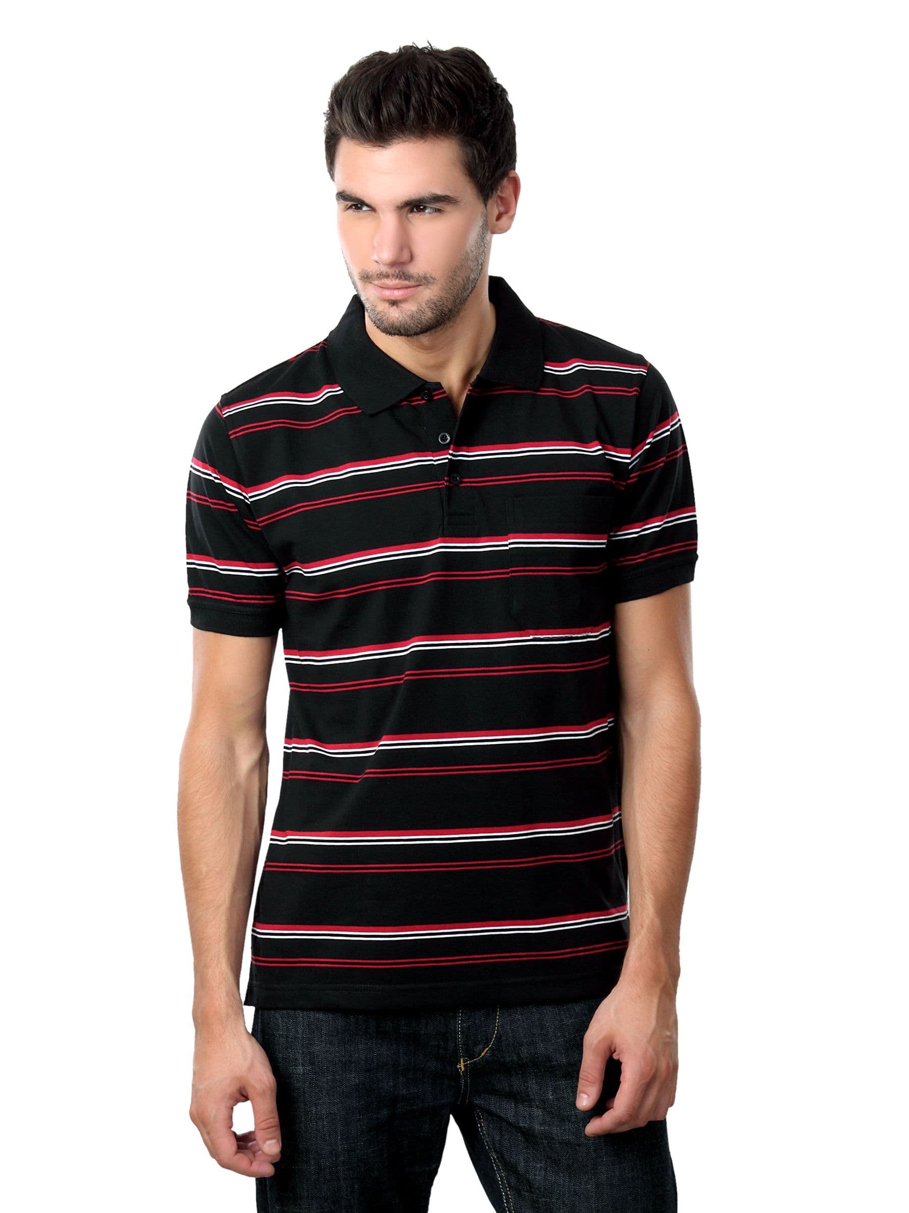 Peter England Men Polo Neck Black T-shirt