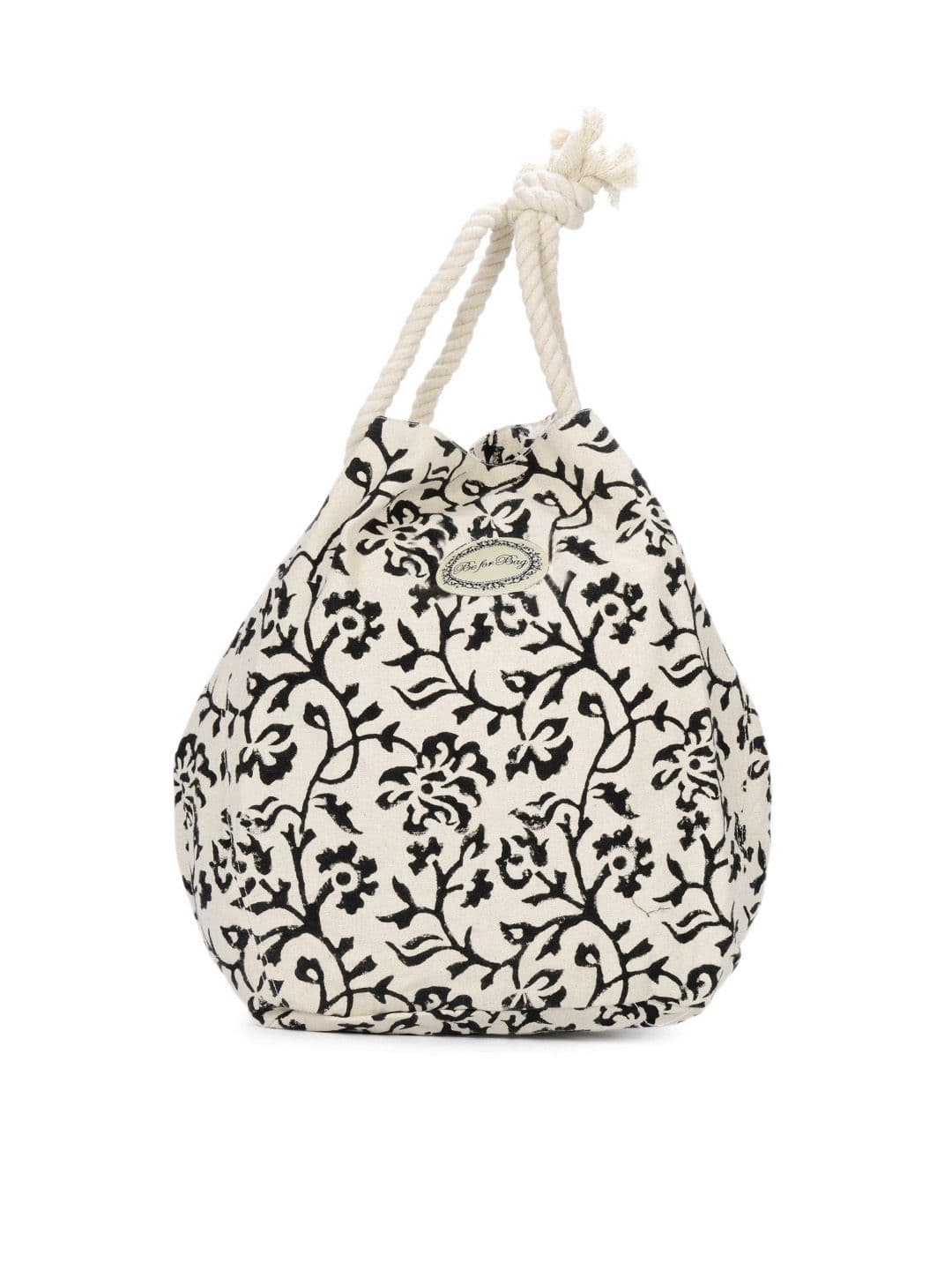 Be For Bag Women Cream And Black Tote Bag