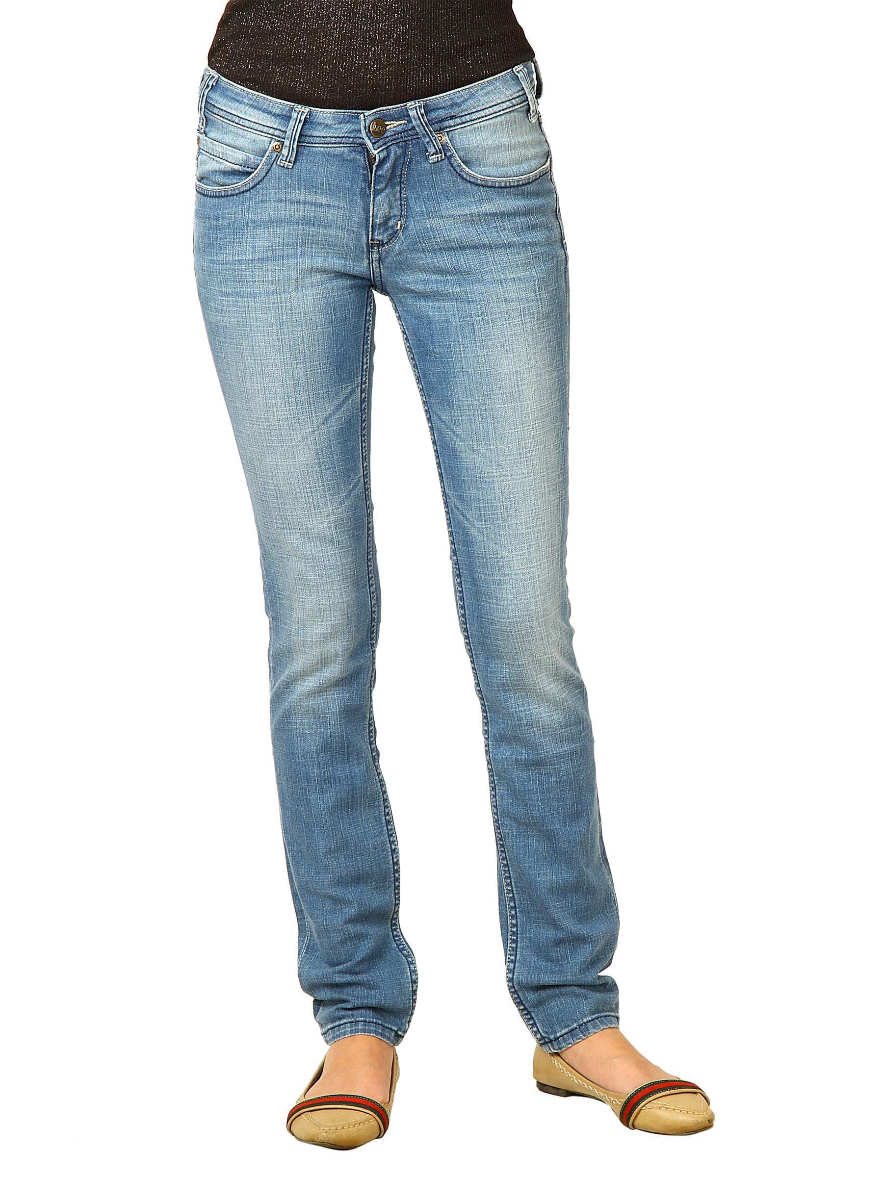 Lee Women Scraped Blue Roxy Fit Jeans