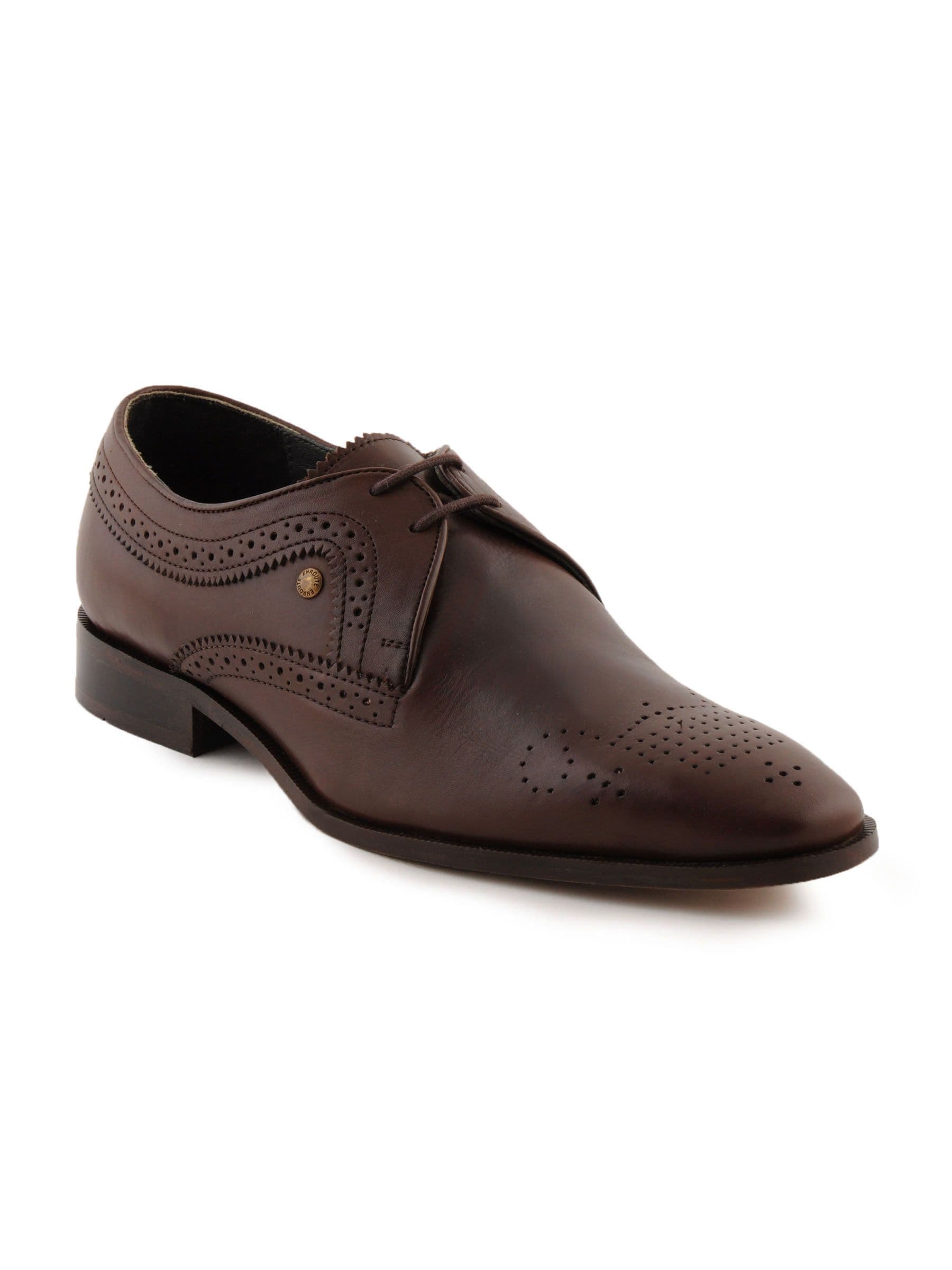 Enroute Men Leather Brown Formal Shoes