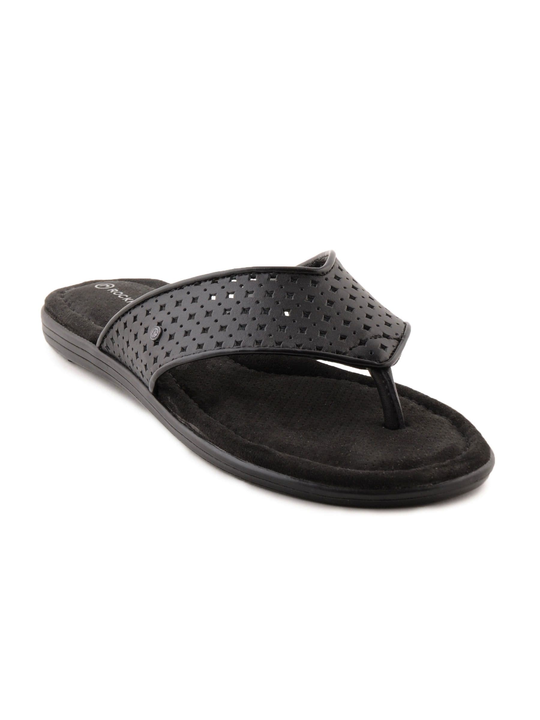 Rockport Women Jeanie Thong Perf Black Flats