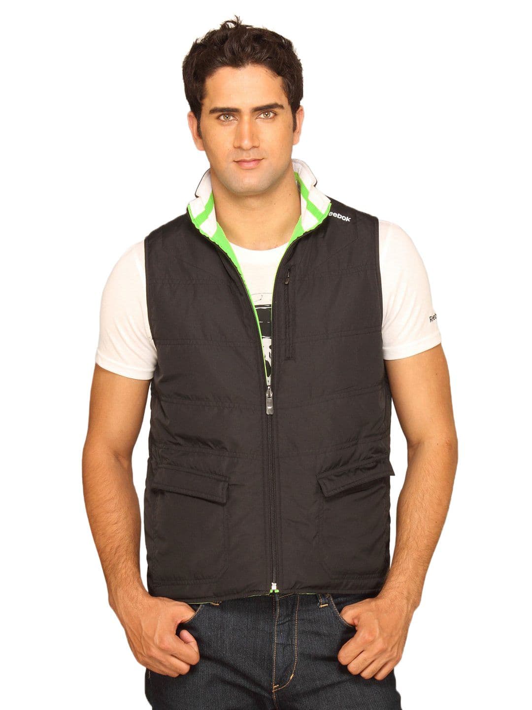 Reebok Men Sport Revesable Black Green Jacket