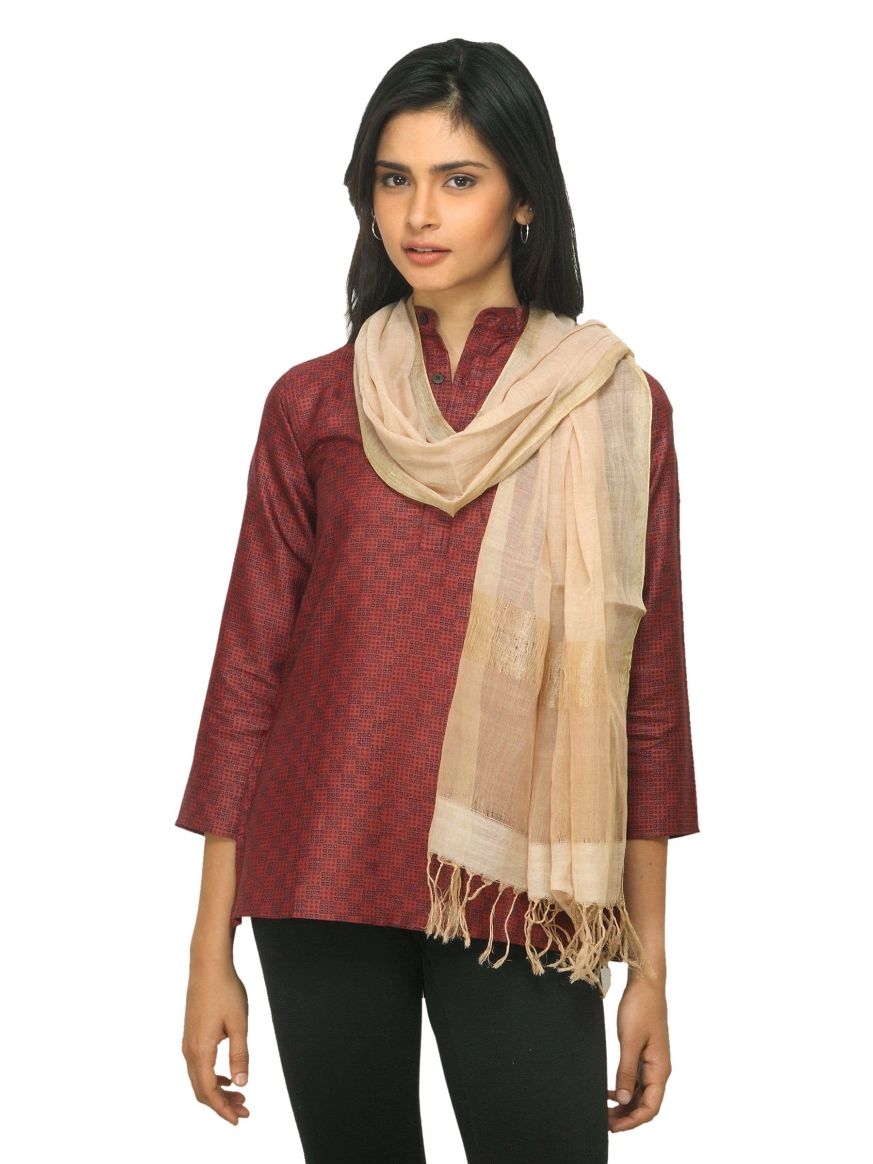 Fabindia Women Printed Brown Dupatta