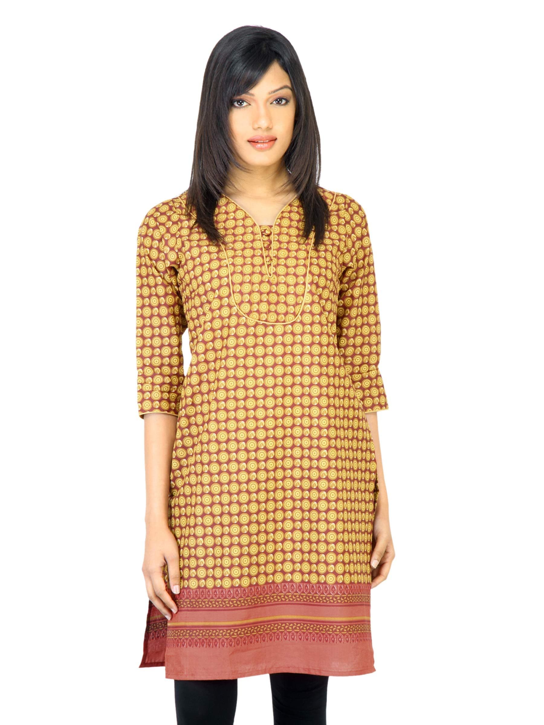 Vishudh Women Printed Maroon Kurta