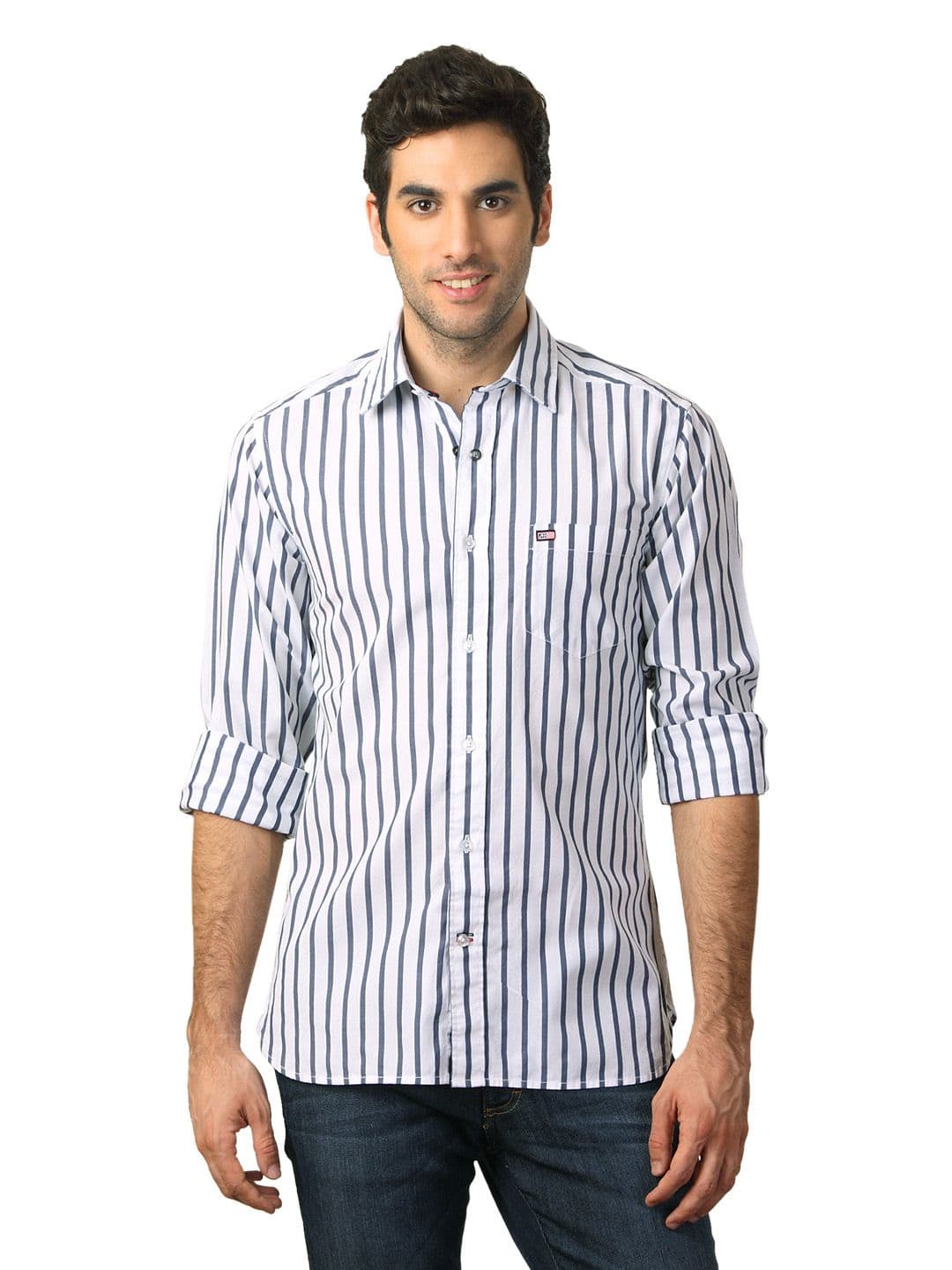 Arrow Sport Men White Striped Shirt