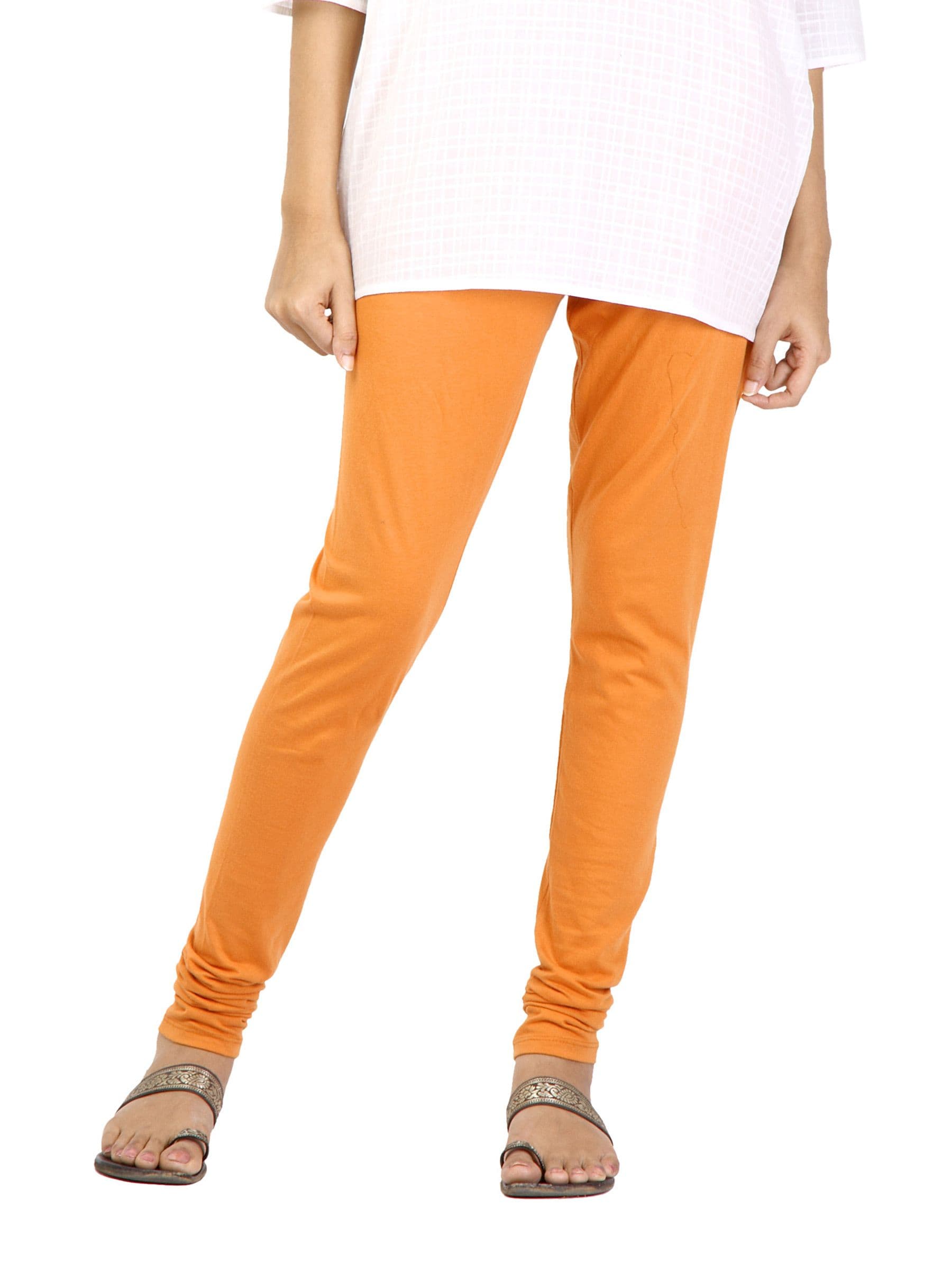 Aurelia Women Solid Orange Leggings