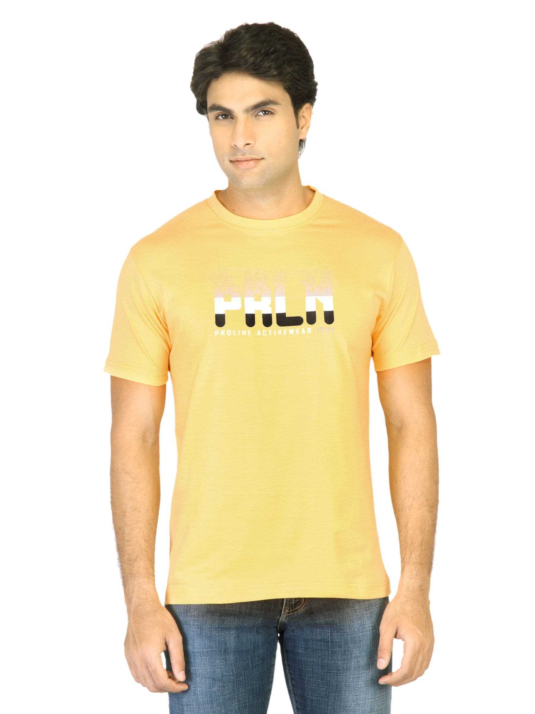 Proline Men Yellow T-shirt with Printed Detail
