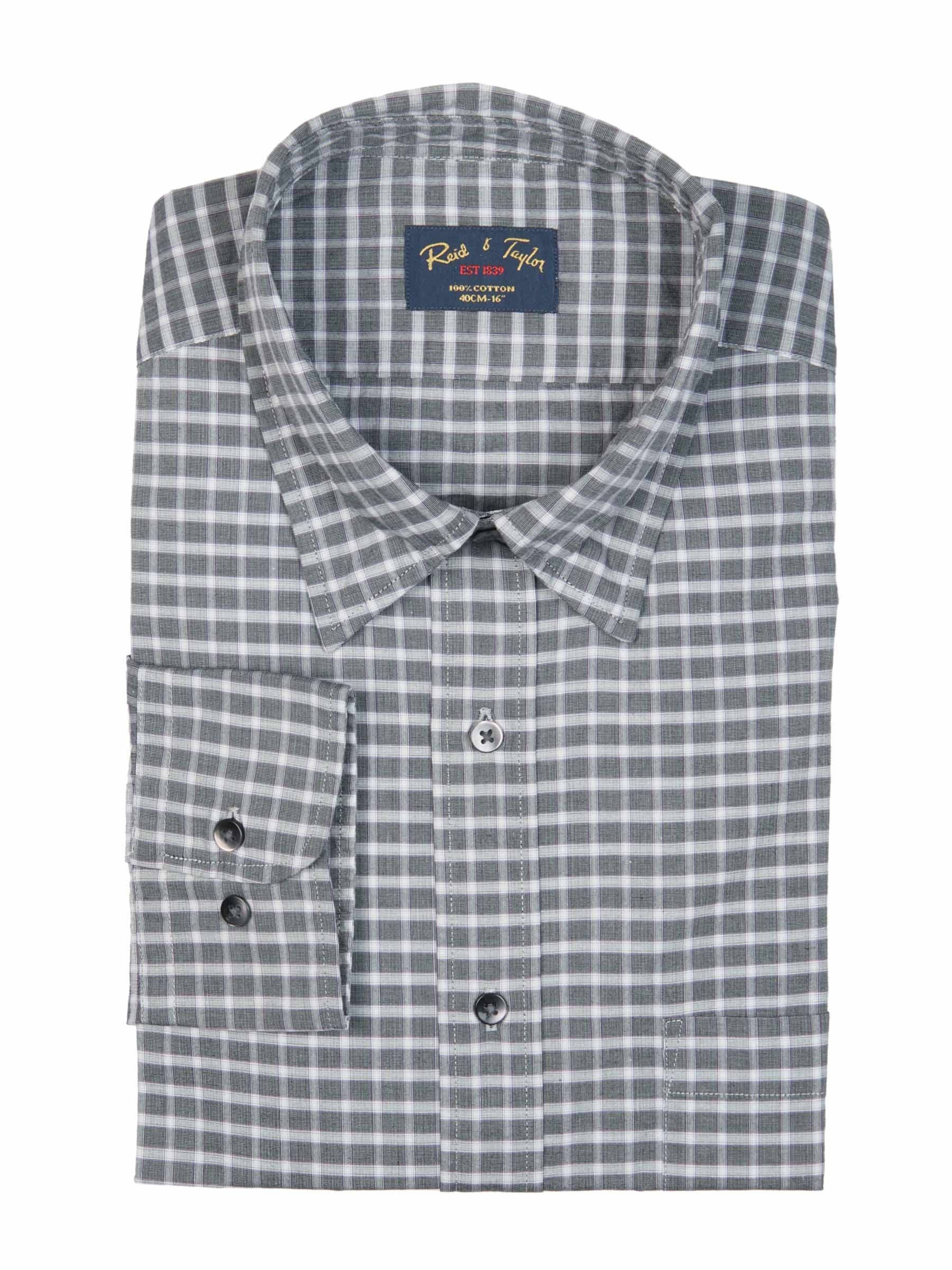 Reid & Taylor Men Check Grey Shirt