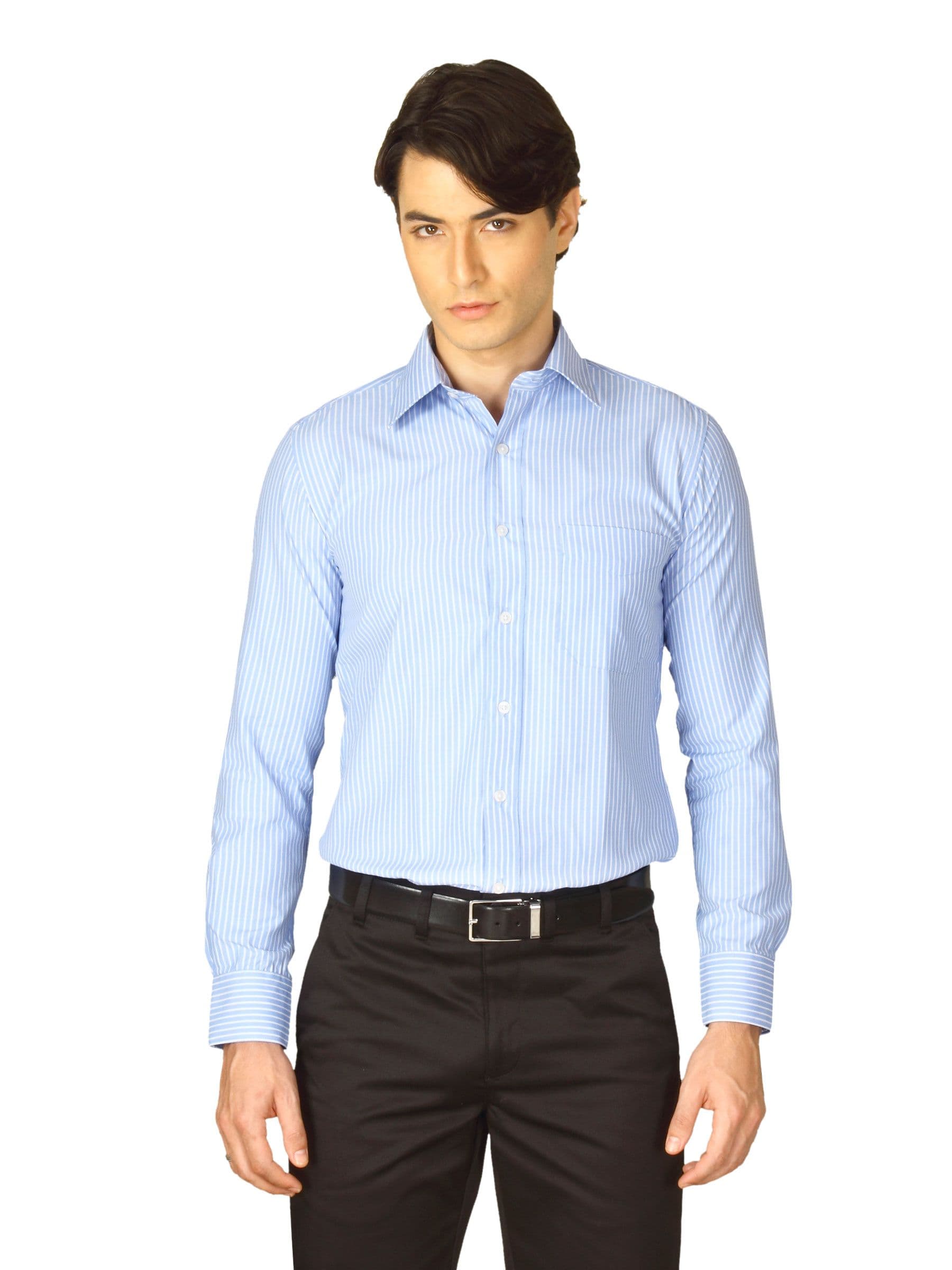 Mark Taylor Men Blue Striped Shirt