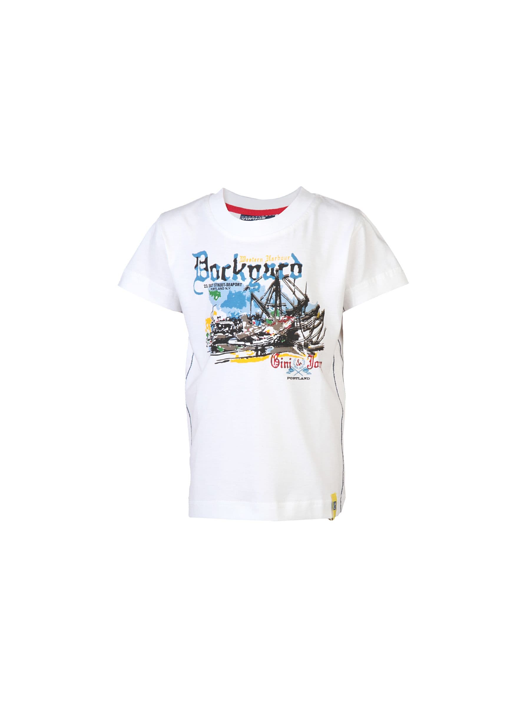 Gini and Jony Kids Boys Printed White Tshirts