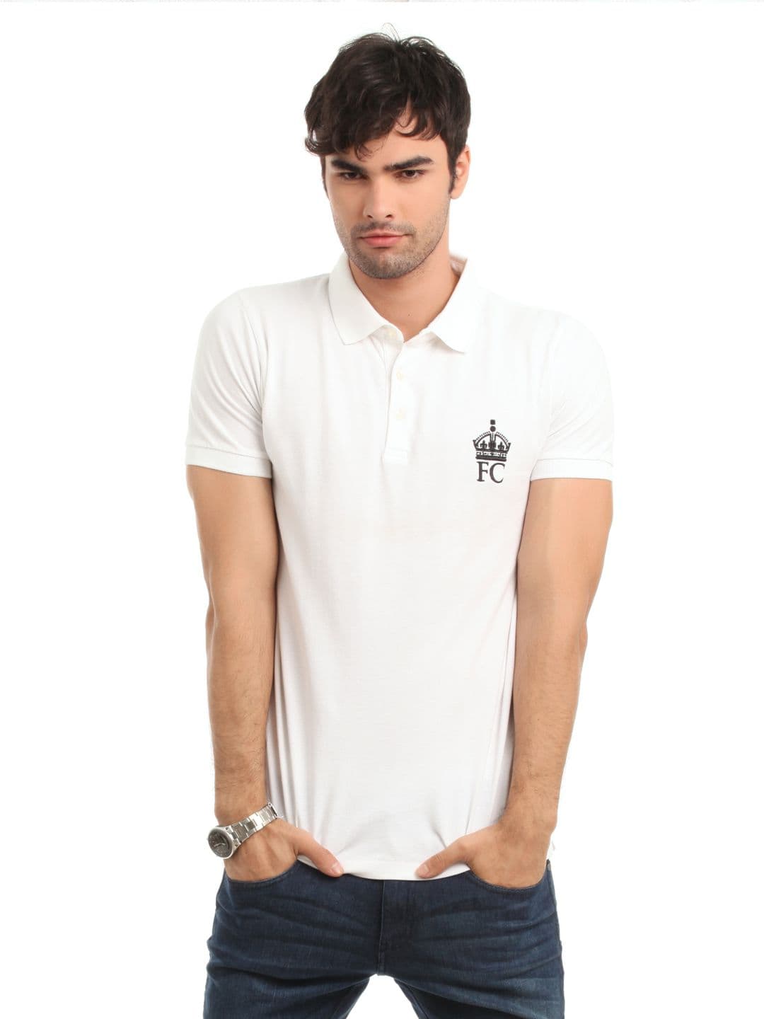 French Connection Men White T-shirt