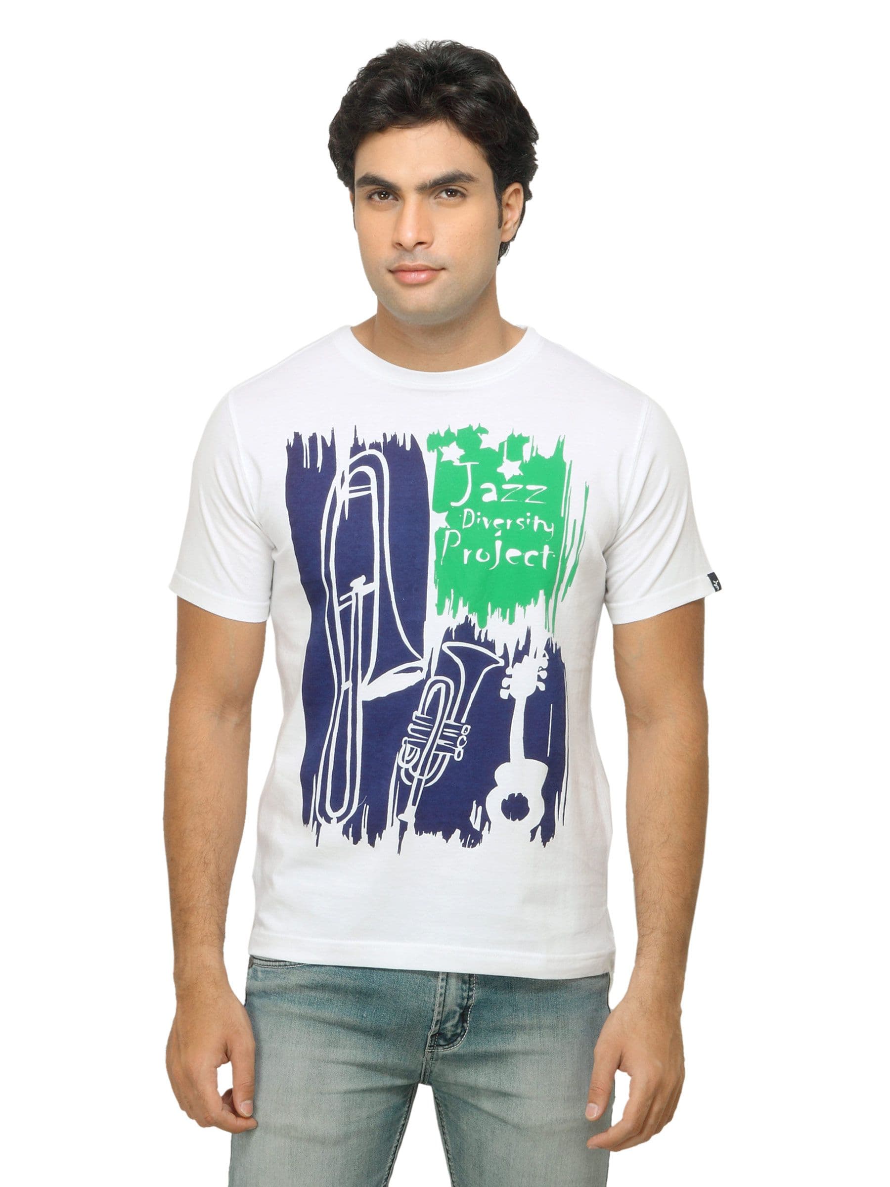 Probase Men Printed White T-shirt