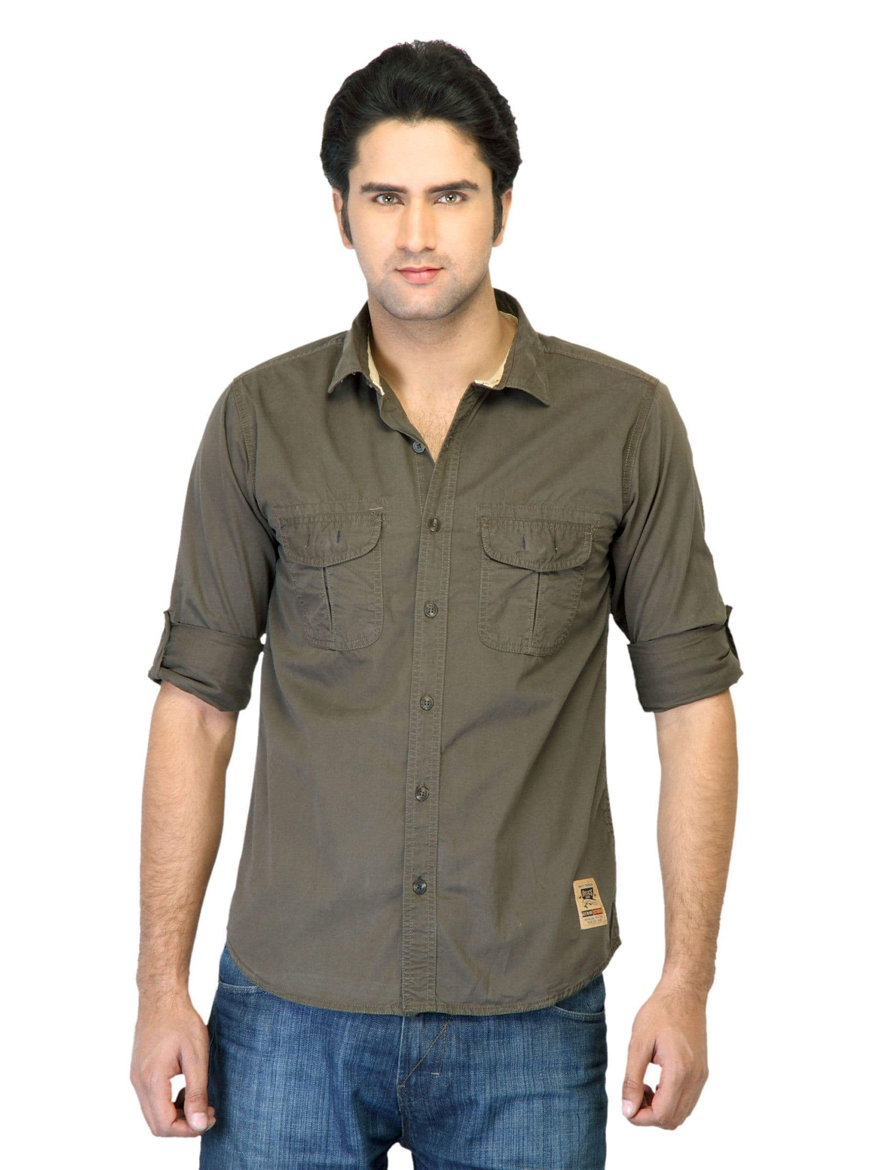 Basics Men Olive Shirt