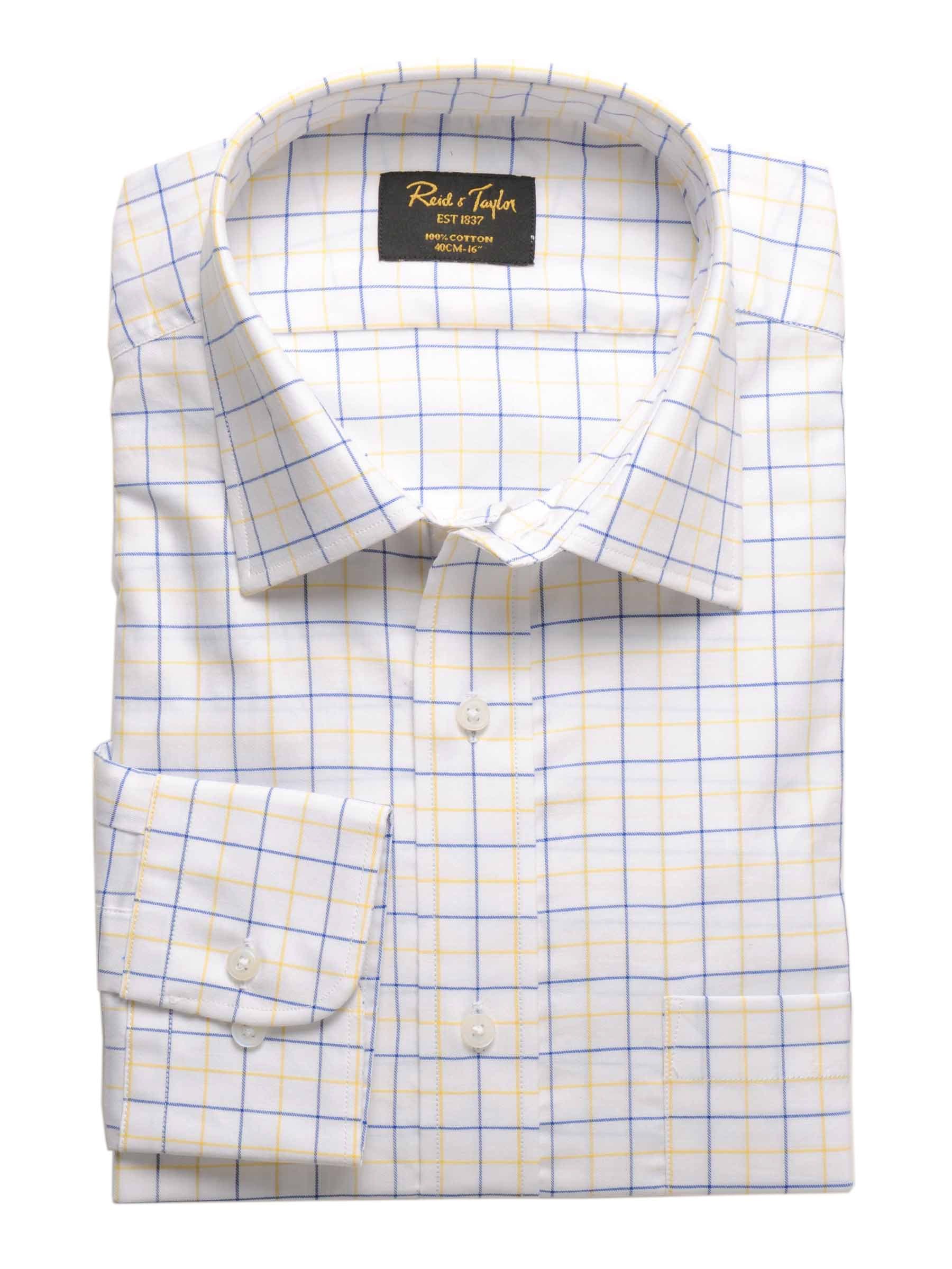 Reid & Taylor Men Check White Shirts